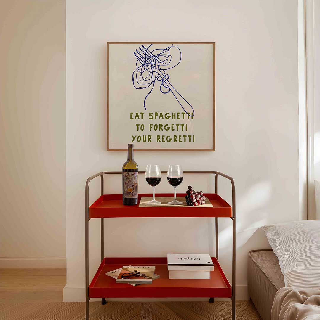 Spaghetti en vork – vierkante keuken wanddecoratie van WallArtistic