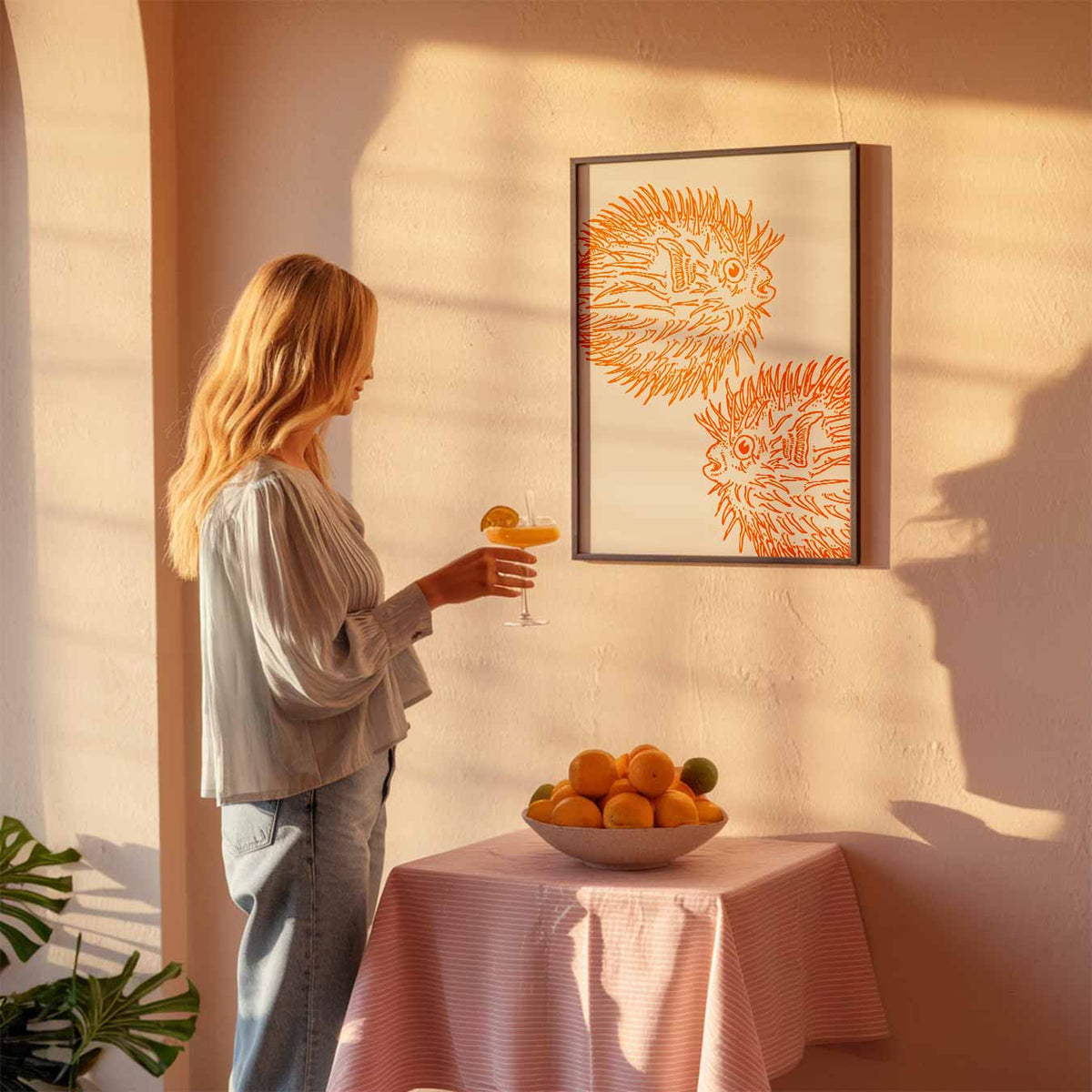 Vibey Zee-egel Illustratie – zeedierenposter als moderne staande wanddecoratie