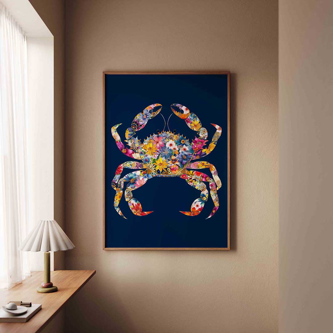 Bloemenkrab – staande dieren wanddecoratie van WallArtistic