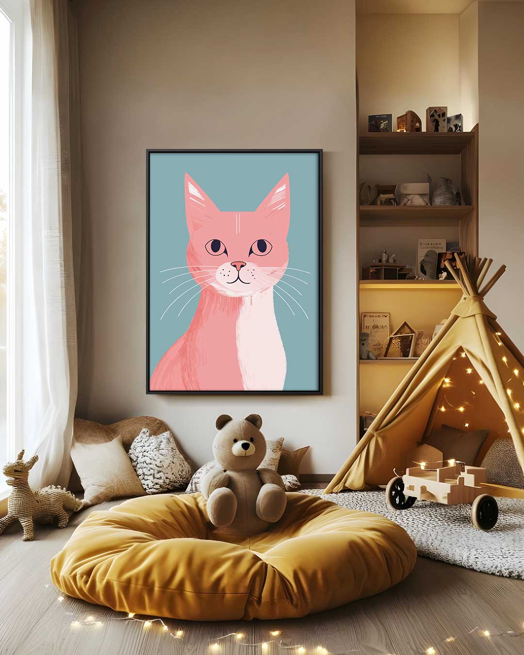 Vrolijke Kat Op Canvas – canvas wanddecoratie in portret formaat