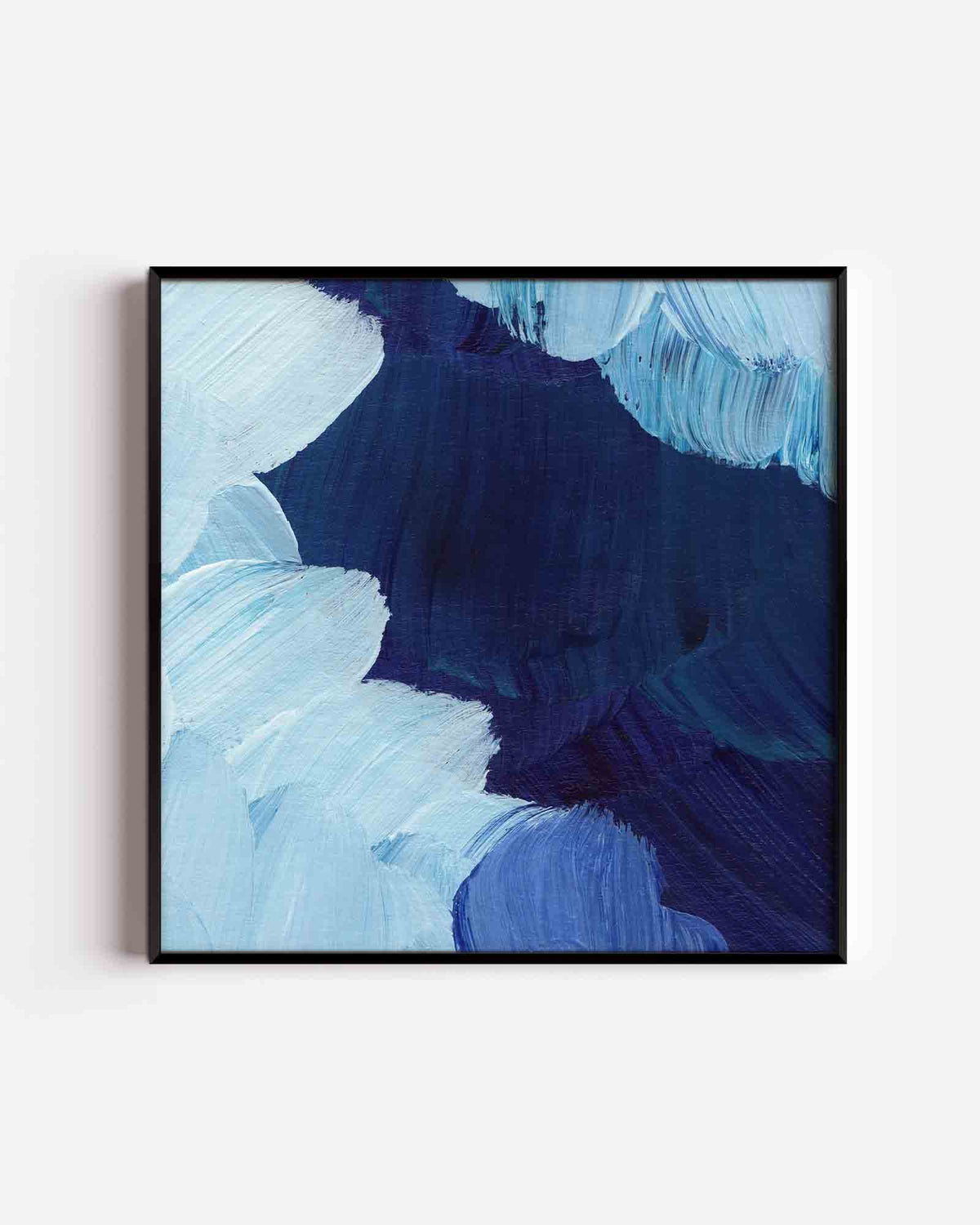 Blauwe penseelstreken – schilderkunst vierkante poster als wanddecoratie