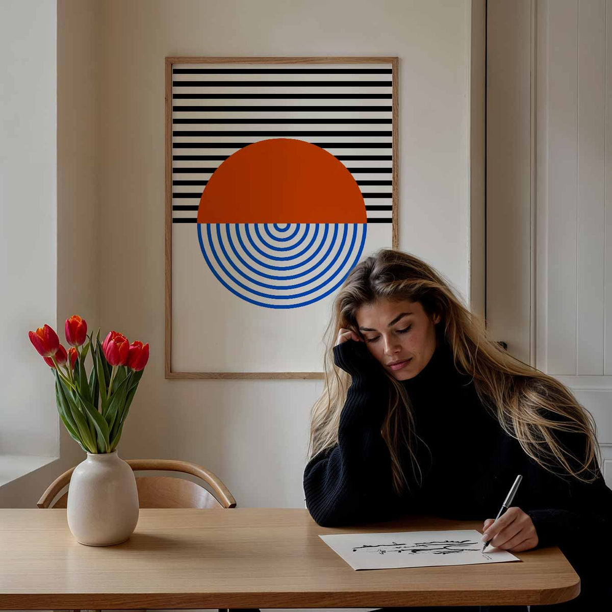 Retro Chique Geometrie – staande dieren wanddecoratie van WallArtistic