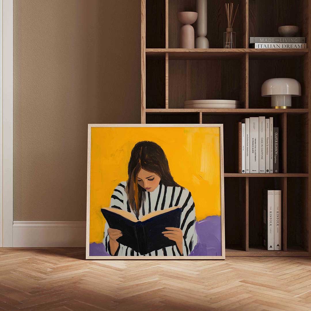 Lezende vrouw – moderne poster in vierkant formaat