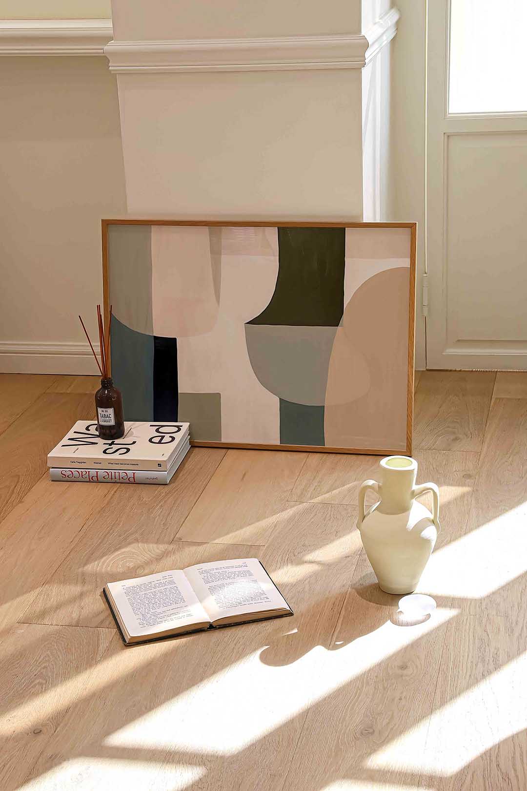 Abstracte vormen – liggende kleurrijke abstracte wanddecoratie van WallArtistic