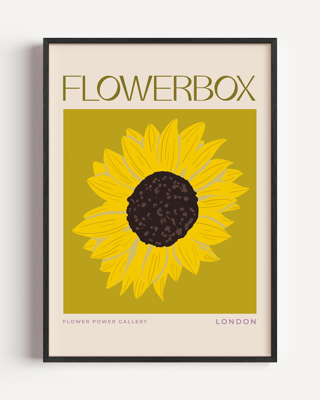 Zonnige Zonnebloem – typografie portret poster als wanddecoratie