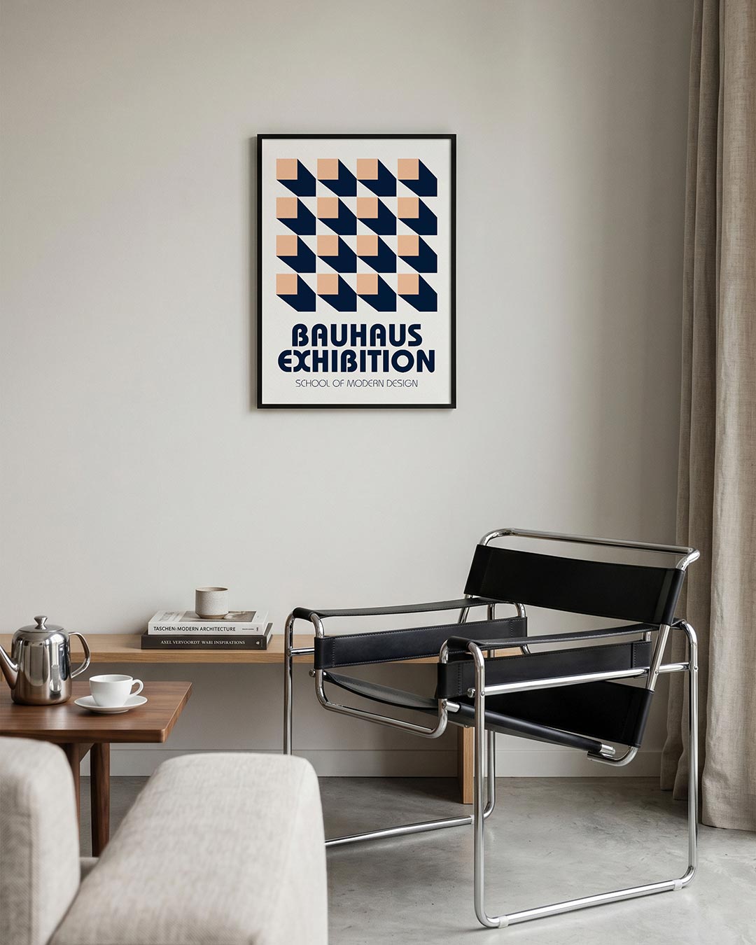 Vorm en schaduw – geometrische Bauhaus poster in staand formaat