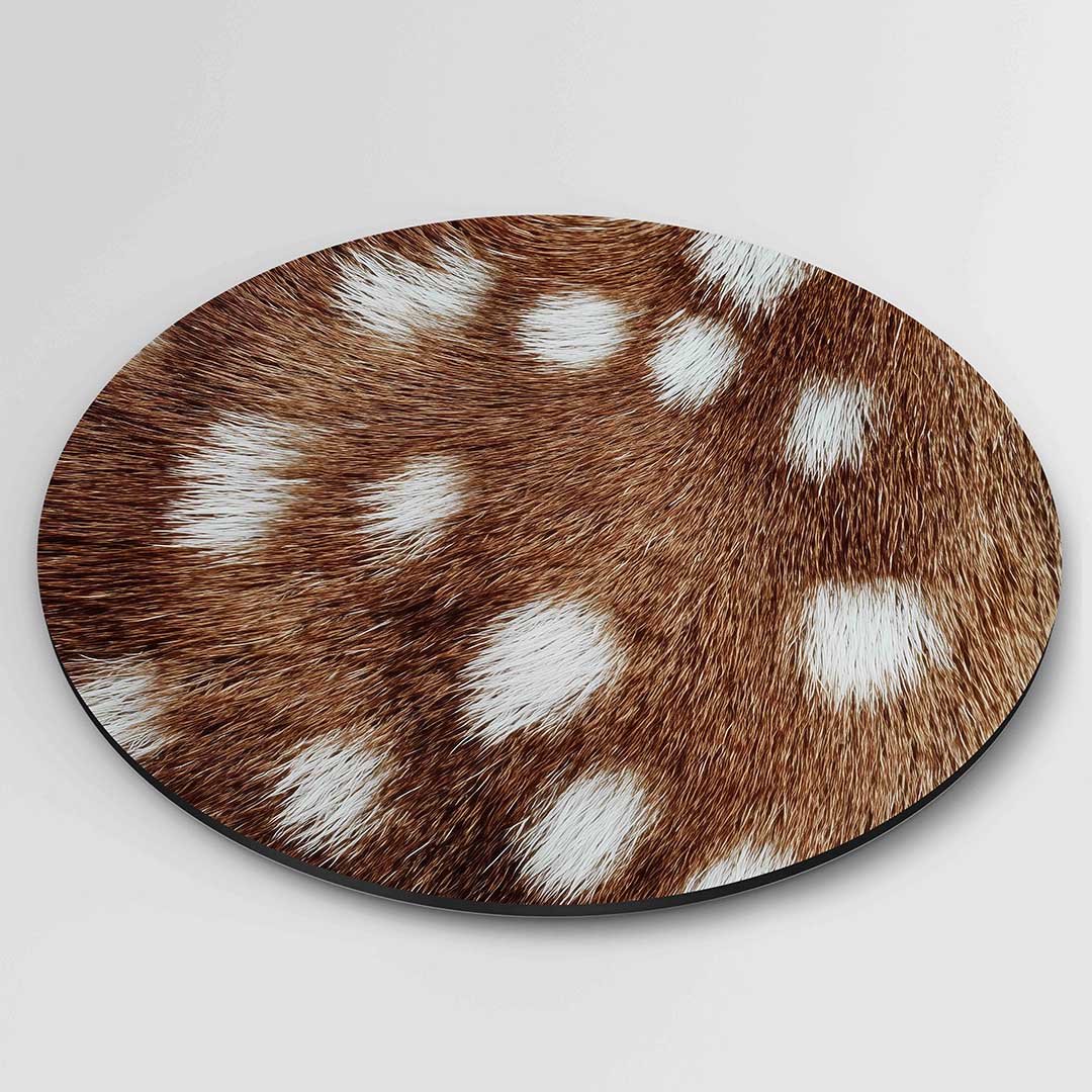 Bruine en witte vacht – ronde safari wanddecoratie van WallArtistic