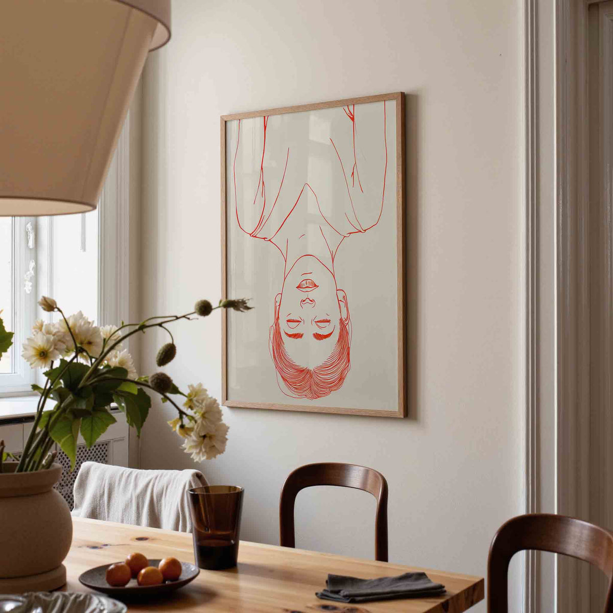 Omgekeerd gezicht – eigentijdse illustratie poster in staand formaat