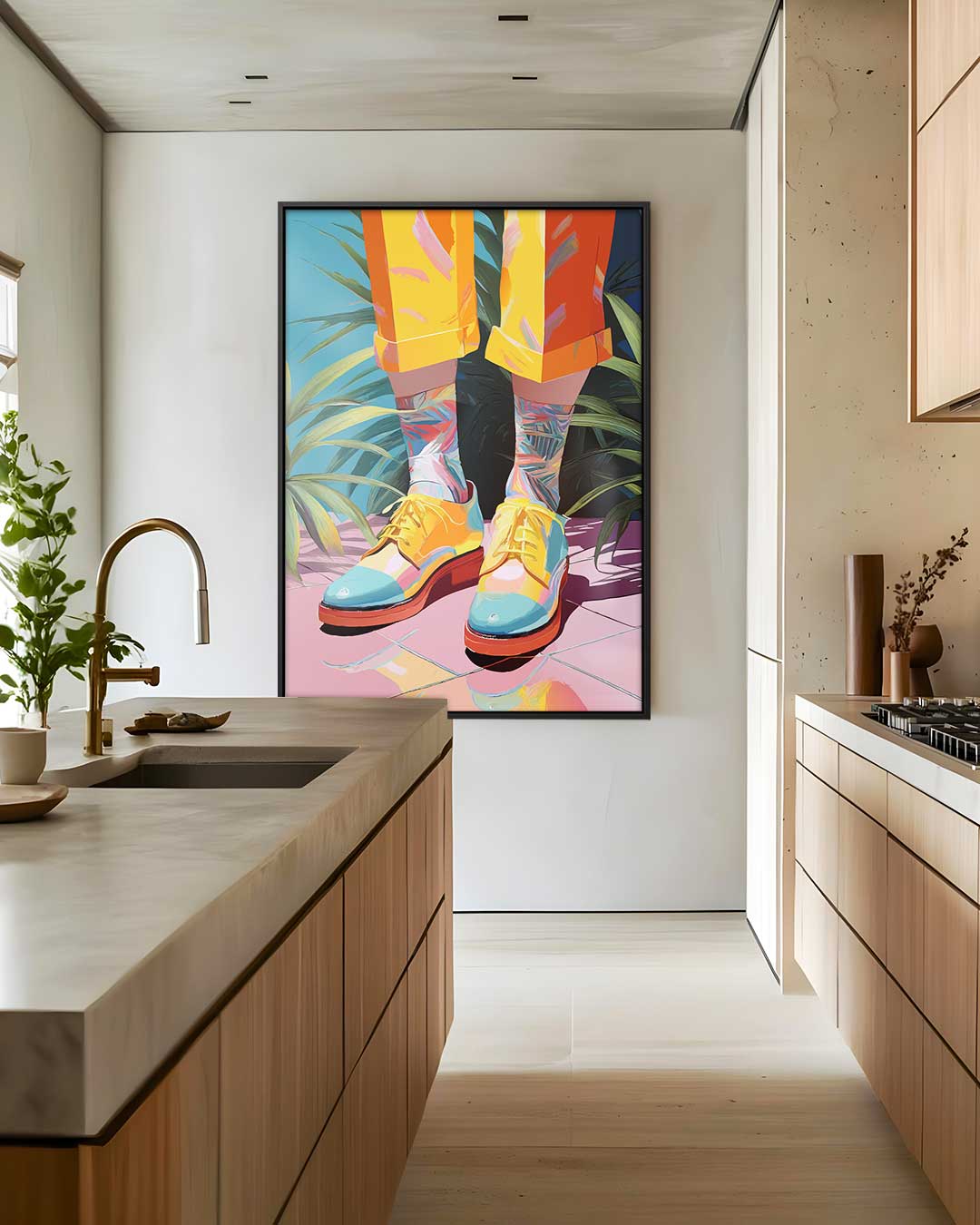 Kleurrijke Sokker Fantasie – modern portret kunstwerk van WallArtistic