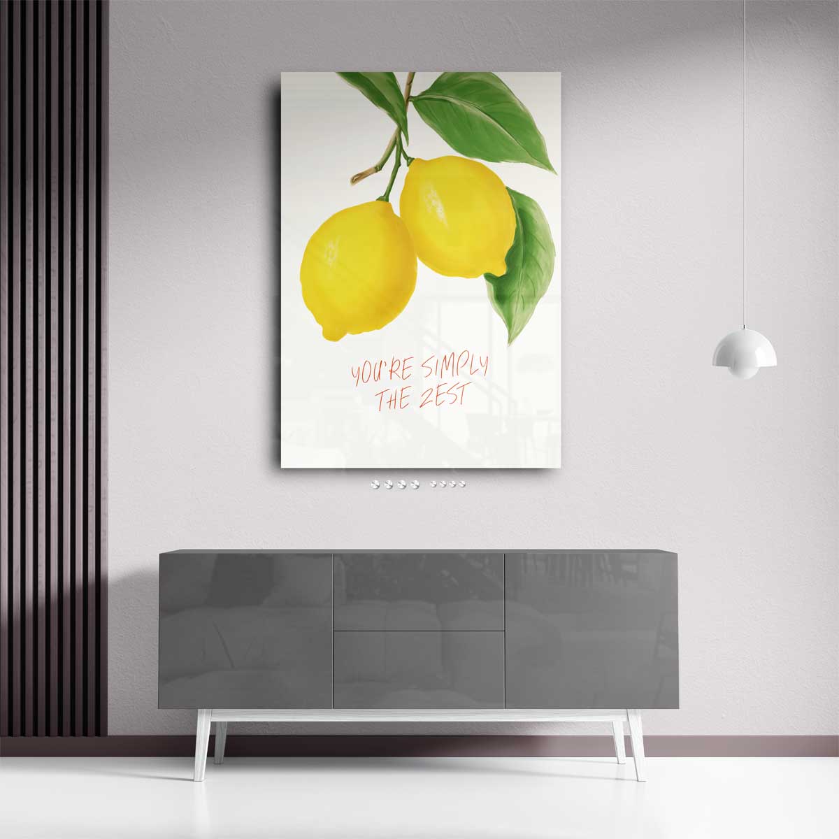Frisse Citroenvibes Poster – kunstwerk met zwarte baklijst