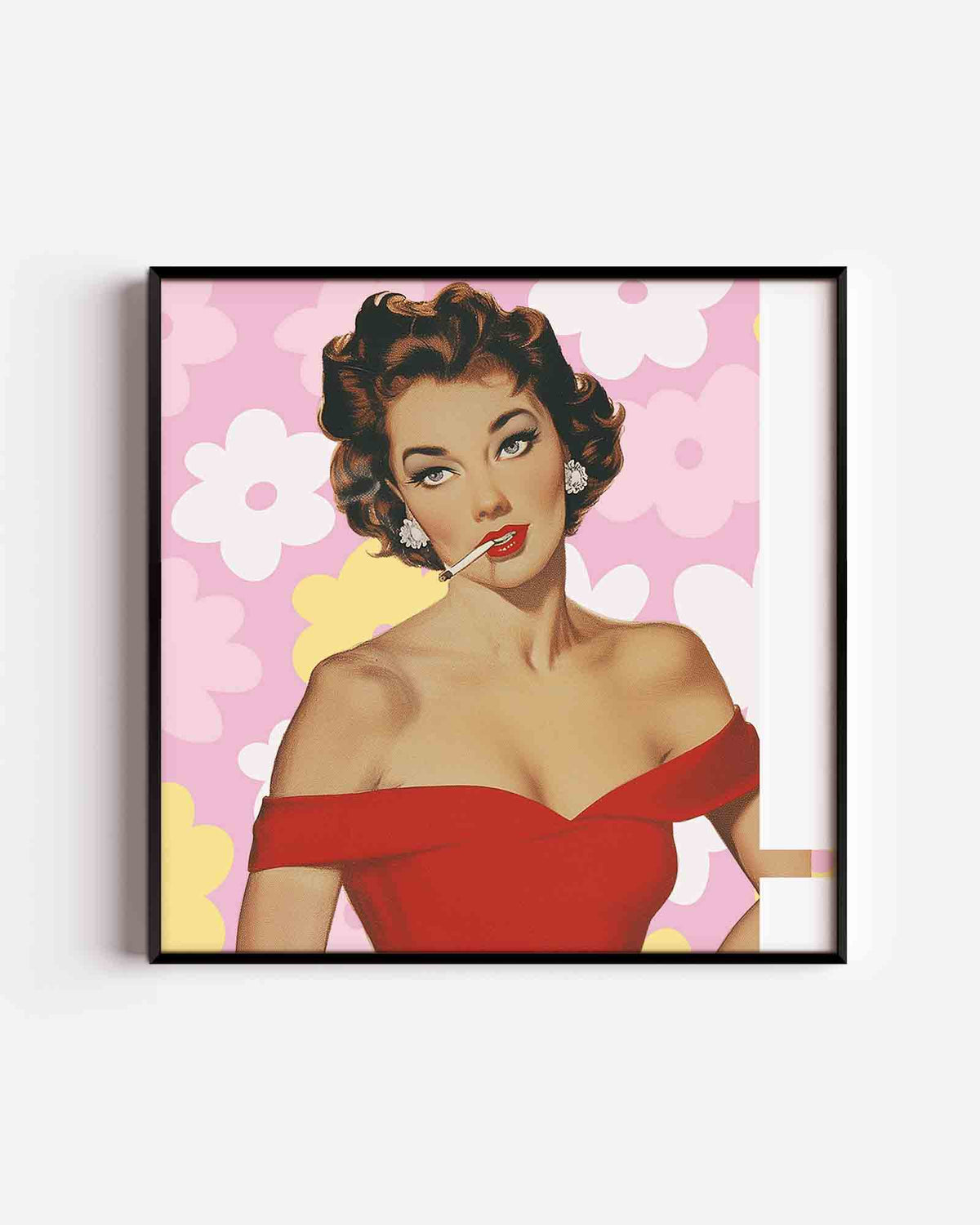 Vrouw in rode jurk – Pop Art vierkante poster als wanddecoratie