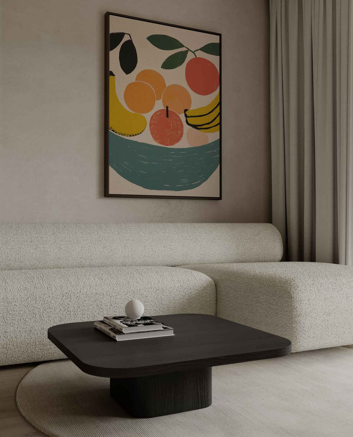Vrolijk Fruit – kunstwerk met zwarte baklijst