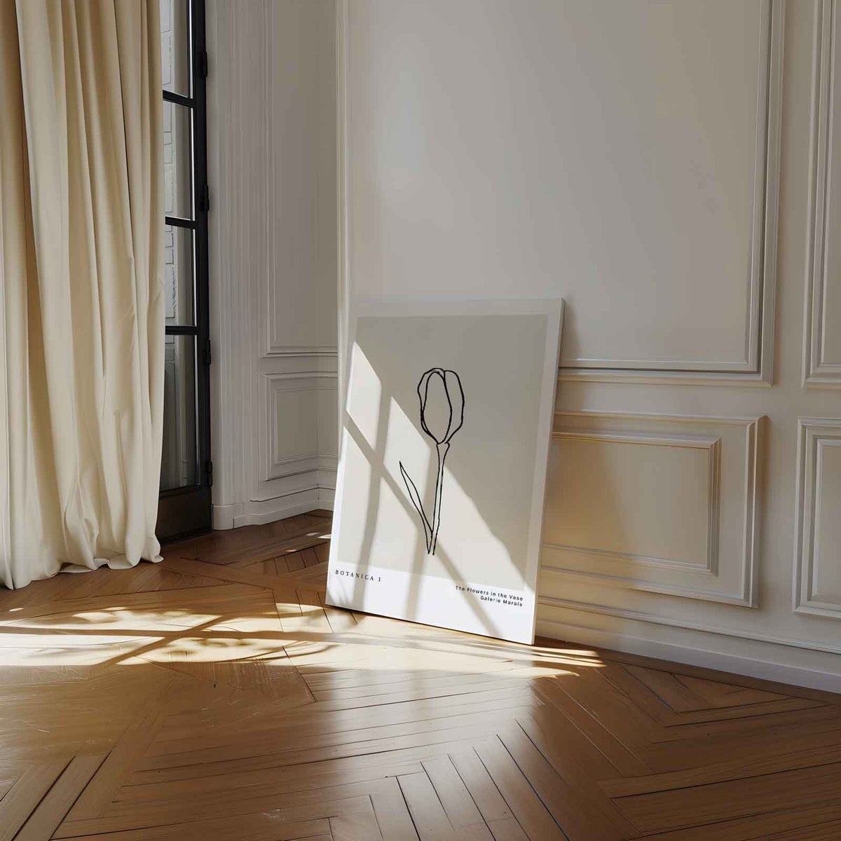 Minimalistische Tulpenkunst – kunstwerk met zwarte baklijst