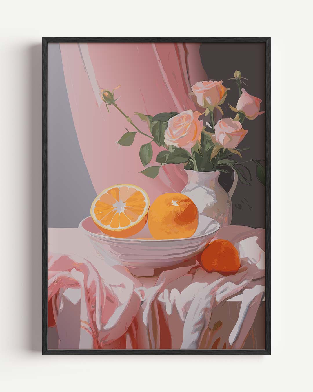 Romantische Rozen en Sinaasappels – keuken portret poster als wanddecoratie