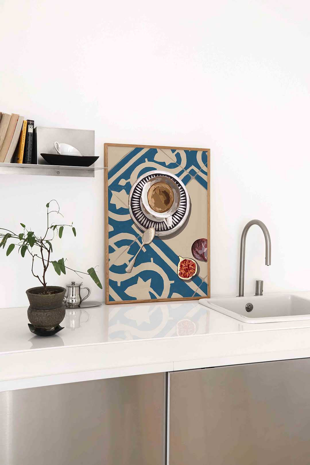 Koffiekopje en vijg – staande keuken wanddecoratie van WallArtistic