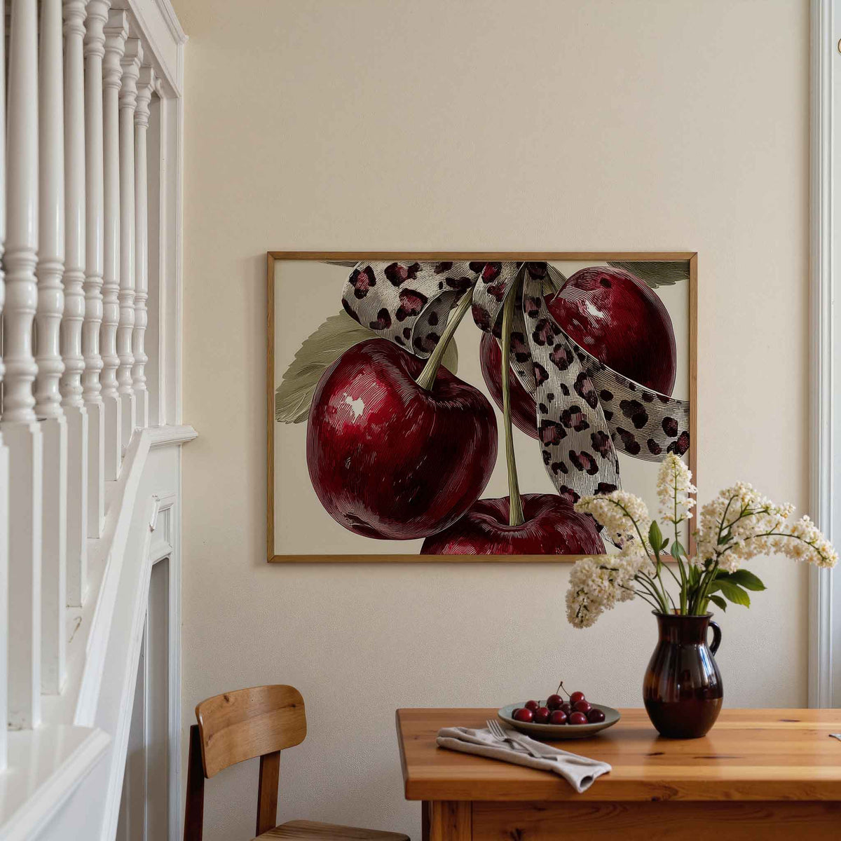 Kersen met lint – moderne poster in liggend formaat