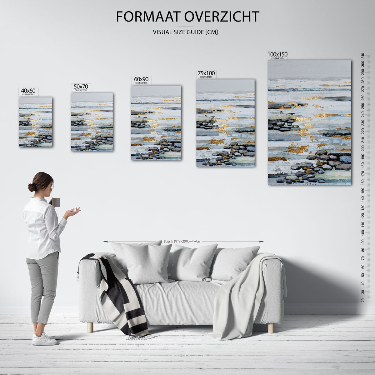 Gelaagde textuur compositie – staande wanddecoratie van WallArtistic