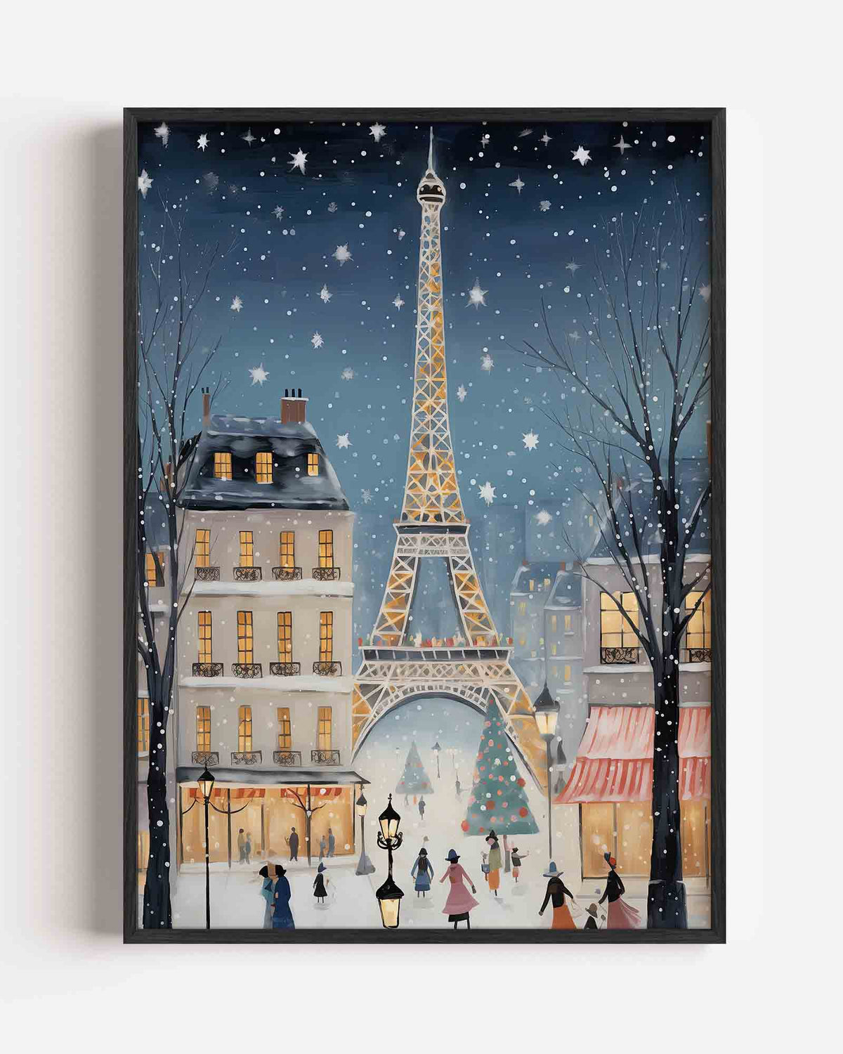 Winterse stad met toren – kerst portret poster als wanddecoratie