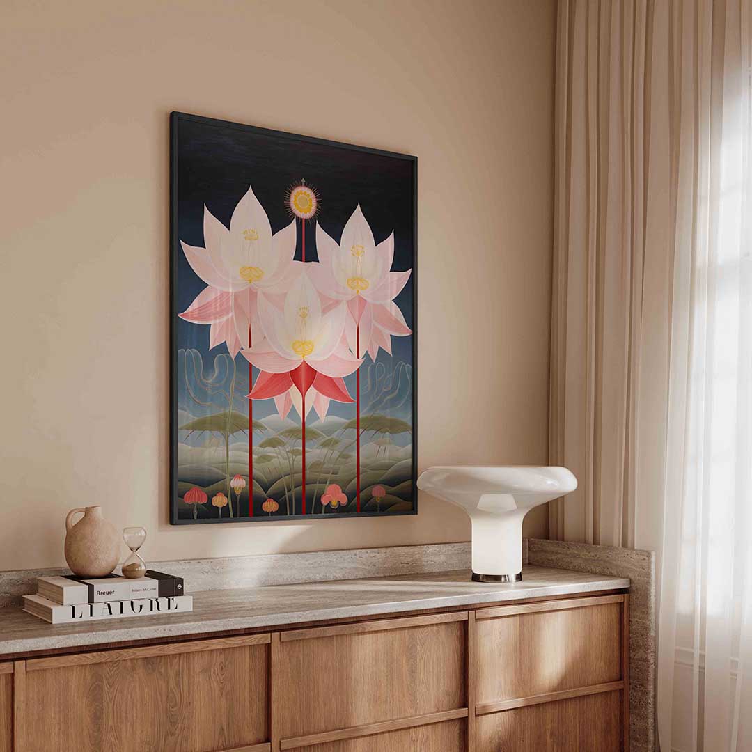 Bloemen en bladeren – surreal poster in staand formaat