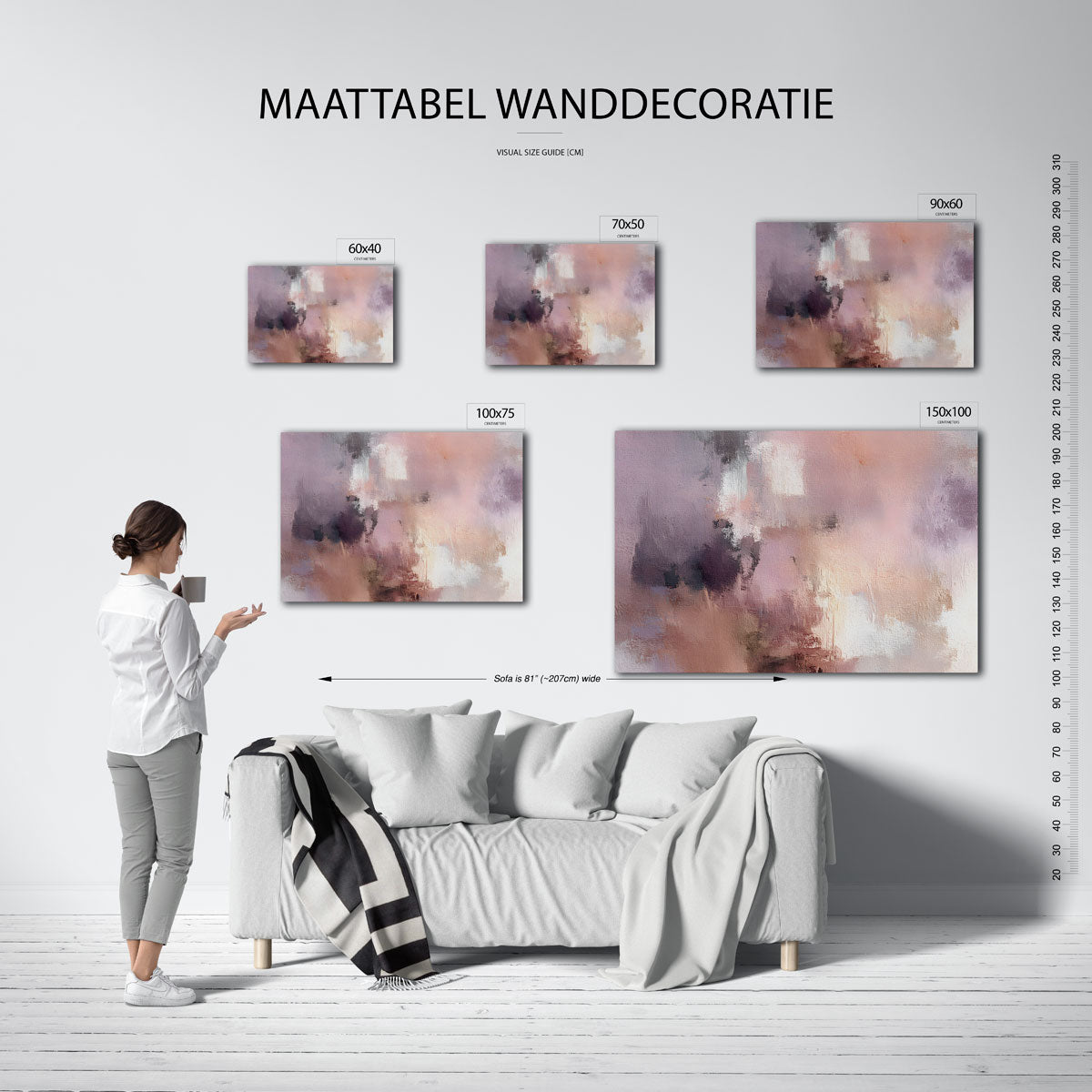 Vervaagde kleurencompositie – Overgangen – moderne liggende wandkunst