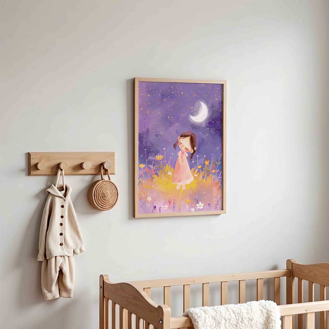 Meisje onder maan – kinderposter in staand formaat