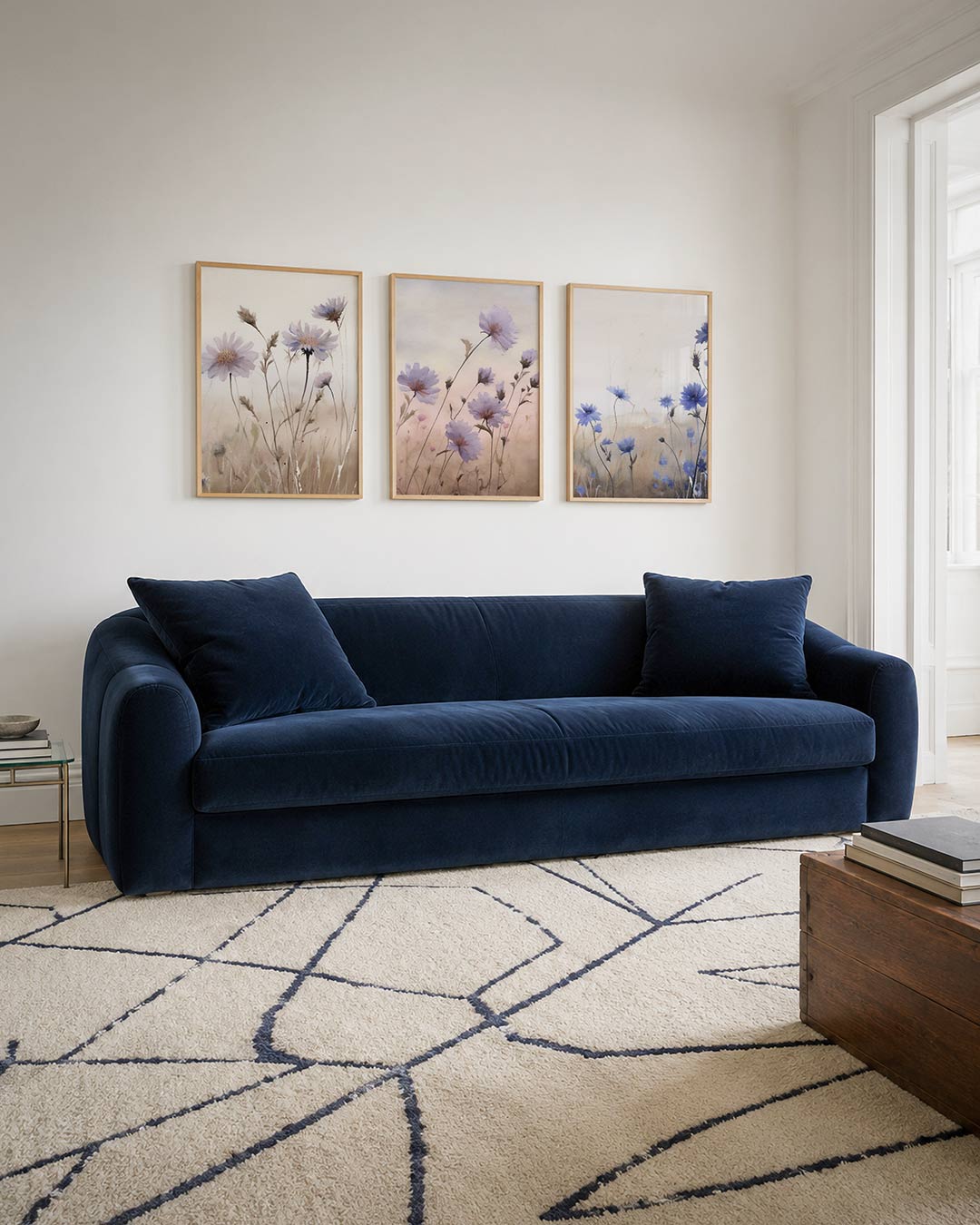Bloemige zachtte – deze posterset in drie delen toont delicate bloemen in zachte pastelkleuren