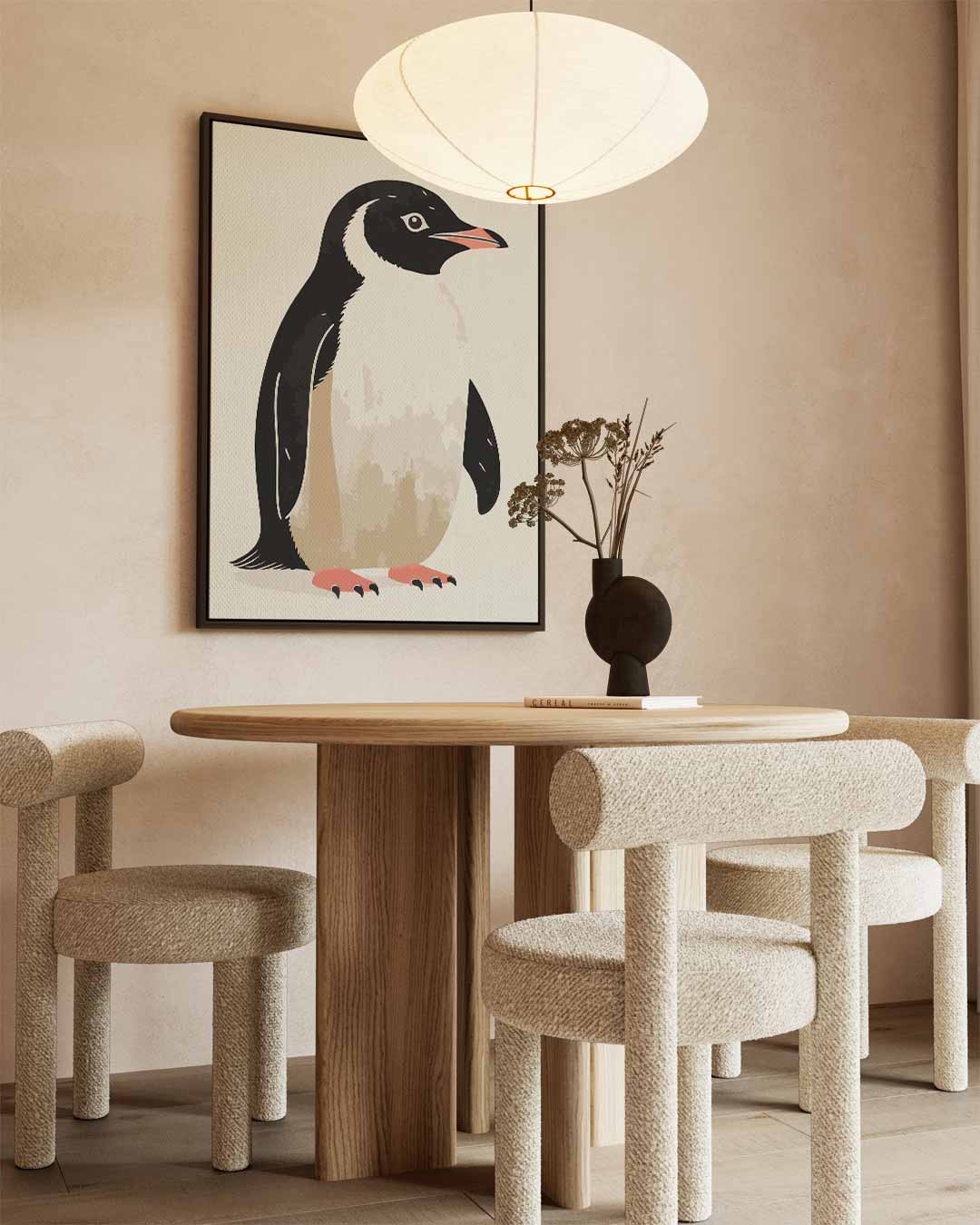 Stijlvolle Pinguïn Illustratie – staand kunstwerk voor modern interieur