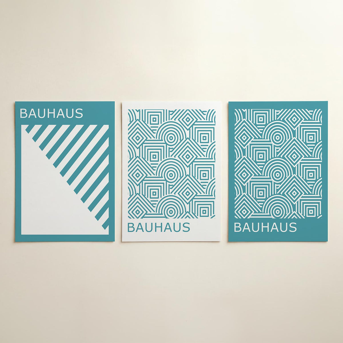 Lijnen en vlakken posterset – detailweergave – deze posterset in drie delen toont een dynamisch lijnenspel met schuine