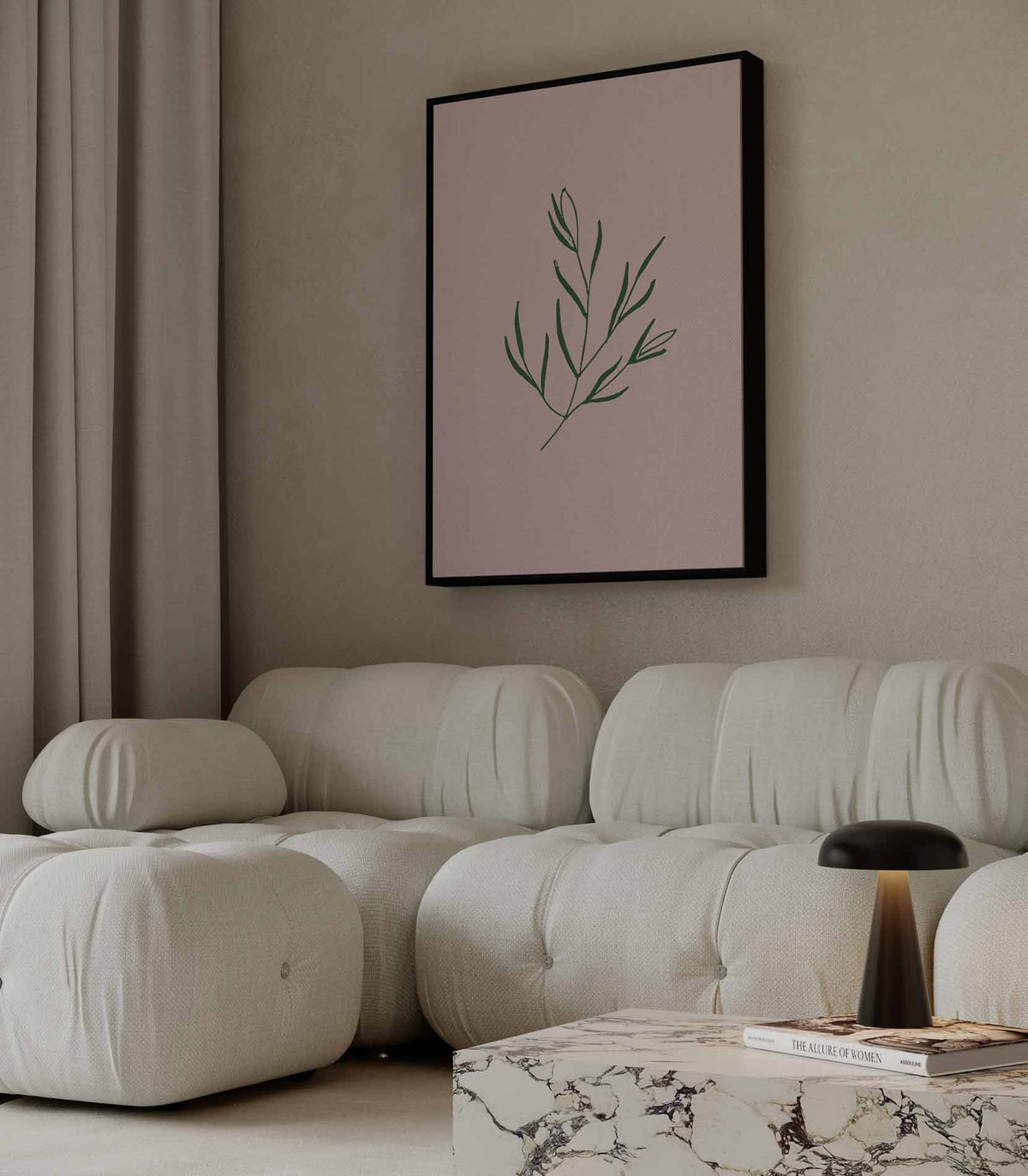 Botanische Simpliciteit op Roze – modern portret kunstwerk van WallArtistic