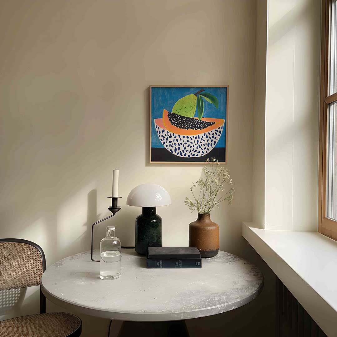 Fruit en patronen – moderne wandkunst als vierkante poster