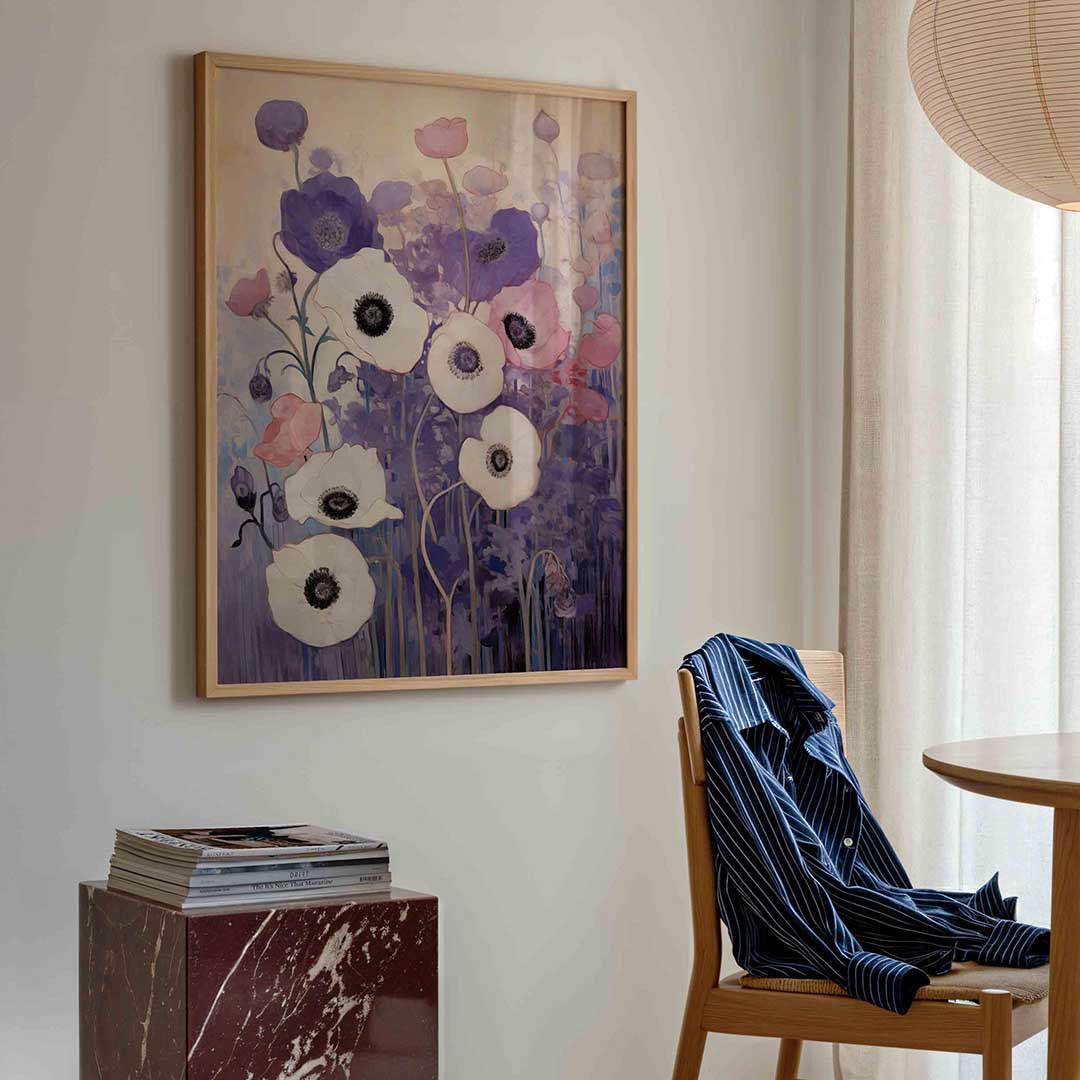 Bloemen in paarse tinten – bloemen poster in staand formaat