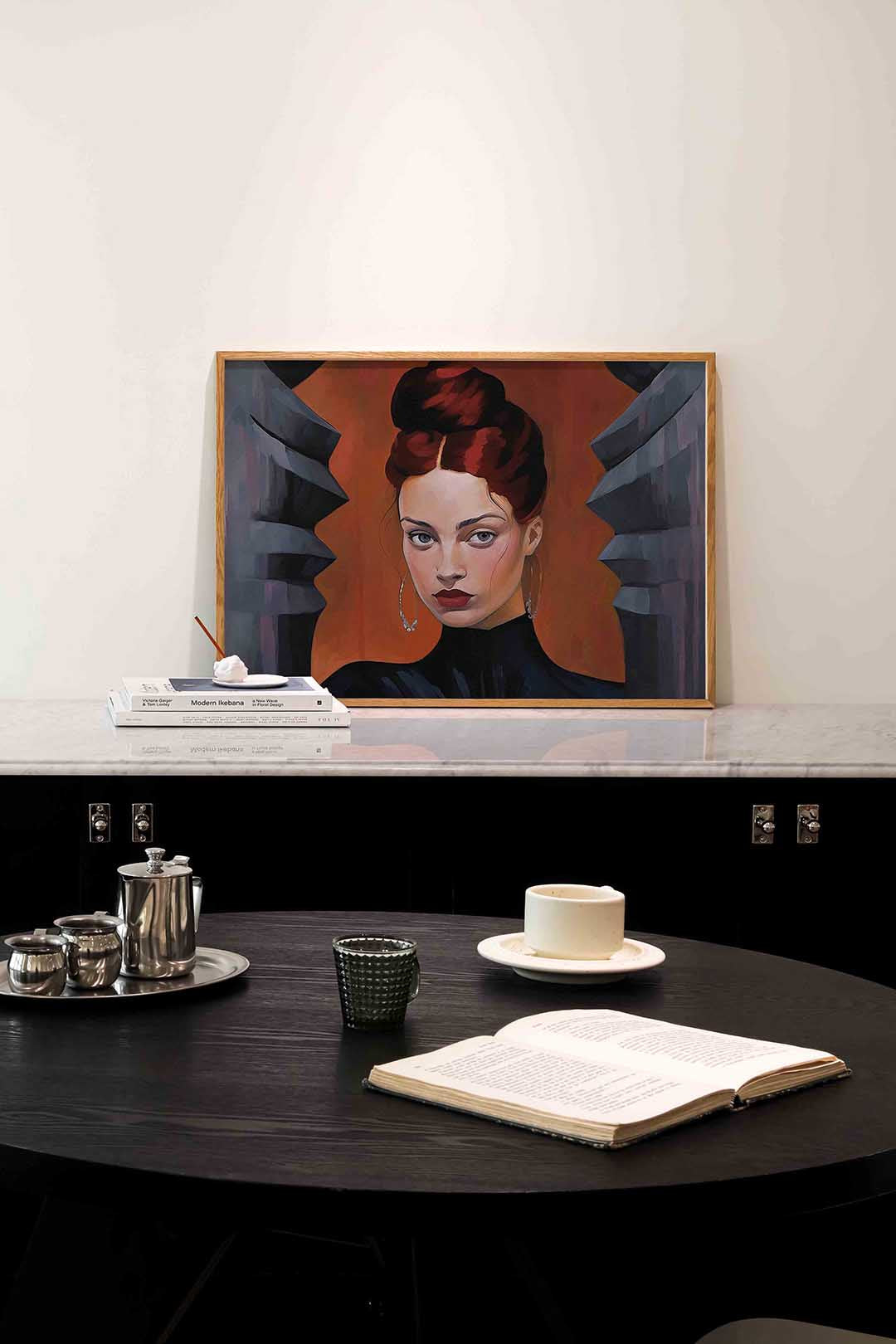 Portret met rode achtergrond – portret poster in liggend formaat