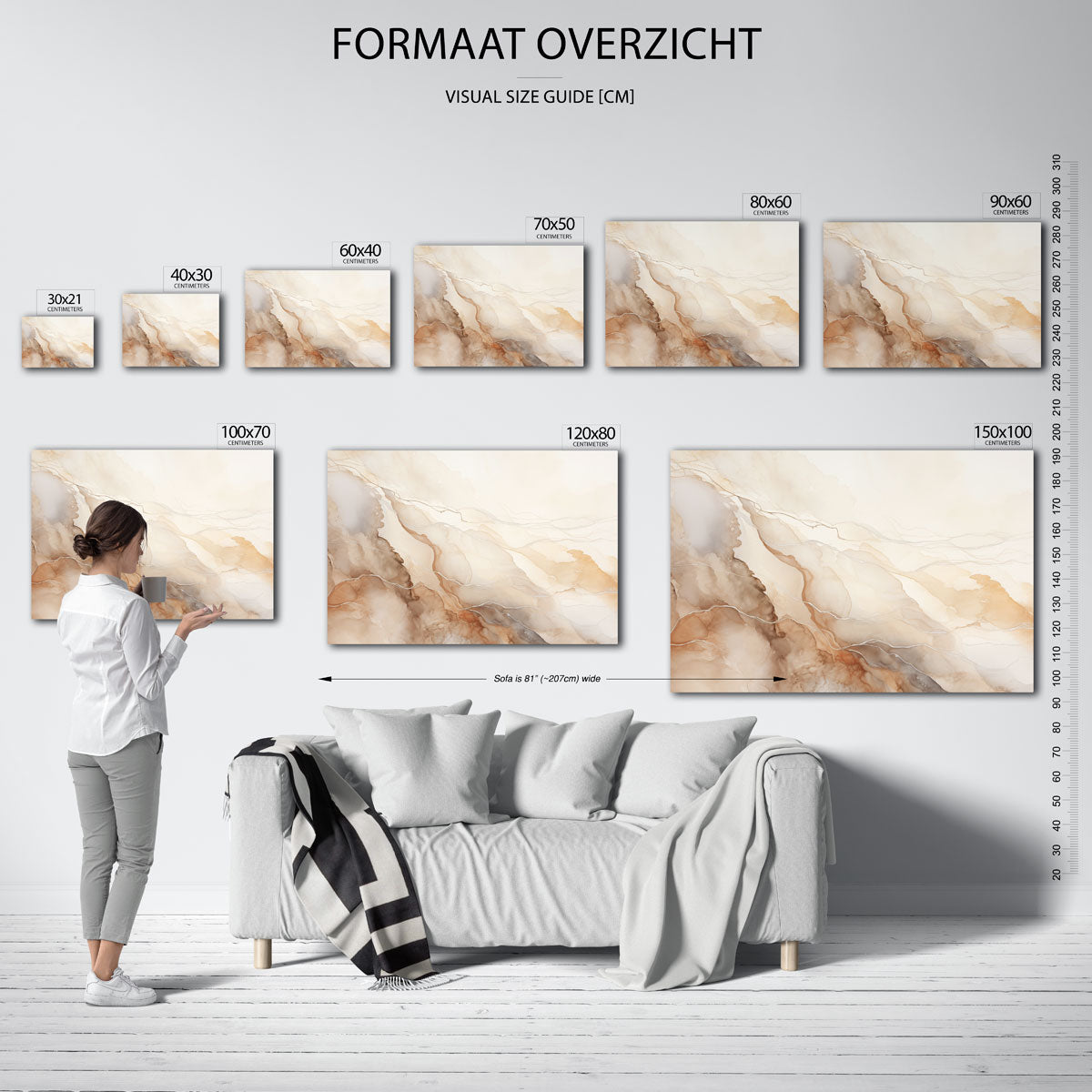Abstracte lijnen en vormen – liggende muurposter met abstracte vormen