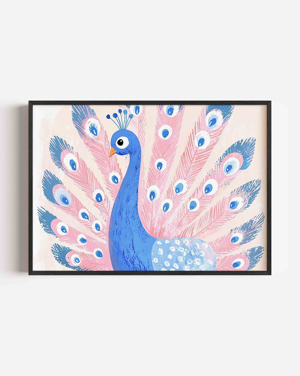 Pauw met kleurrijke veren – jungle landscape poster als wanddecoratie