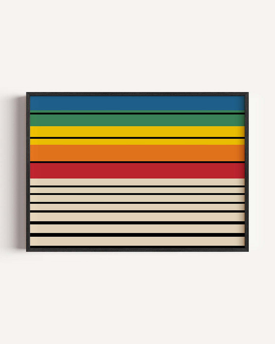 Strepen en kleurvlakken – liggende Bauhaus poster als wanddecoratie