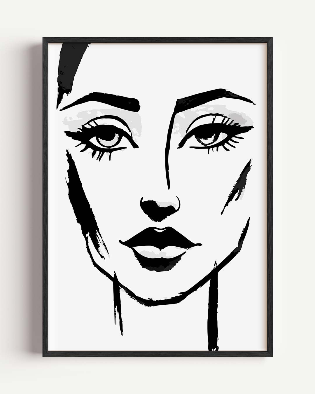 Artistieke Zwart-Wit Vrouwenportret – Popart en Streetart portret poster als wanddecoratie