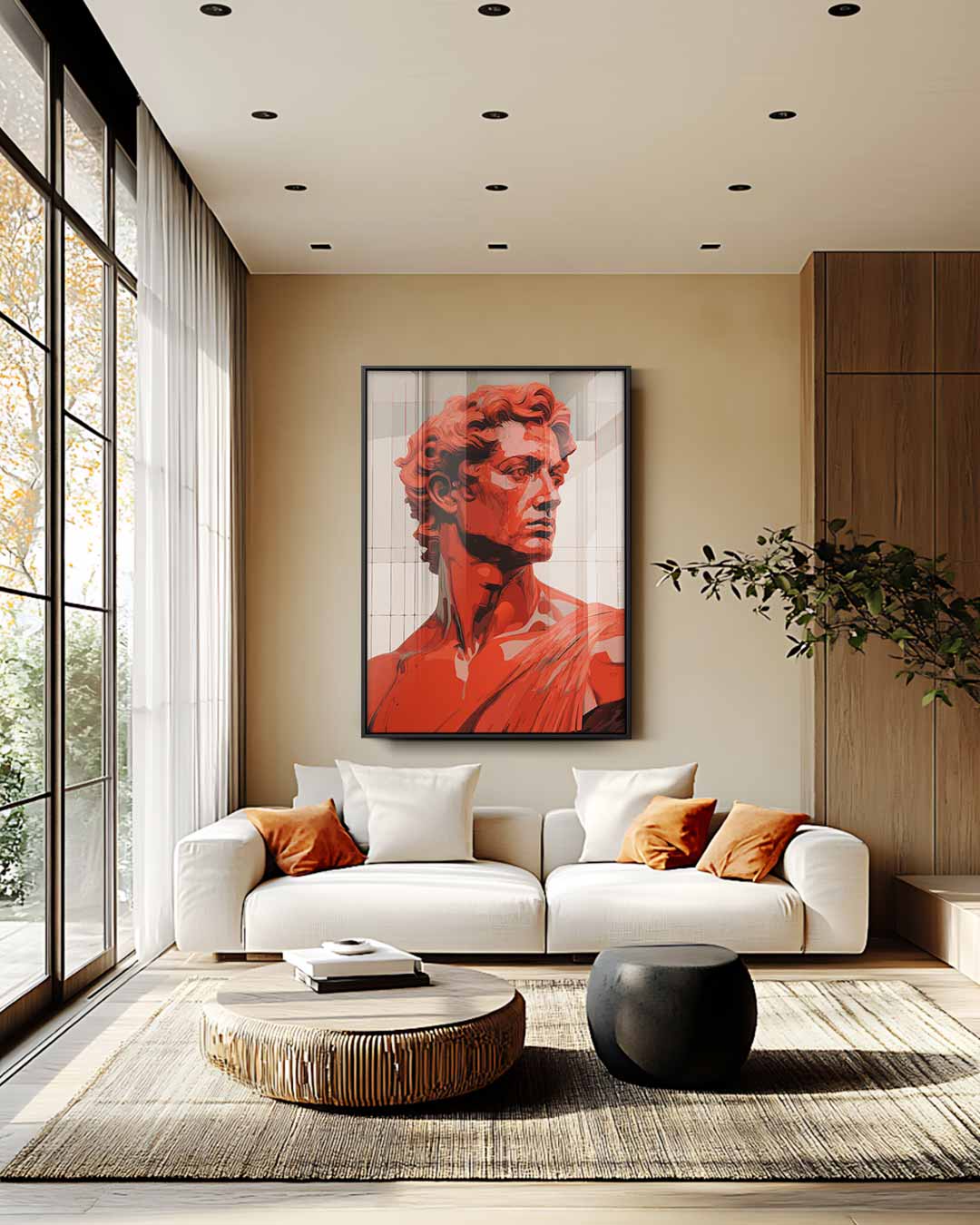 Rood Portret van David – staand kunstwerk voor modern interieur