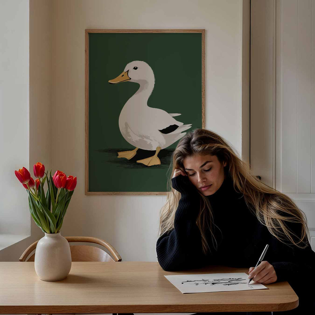 Schattige Eend Illustratie – staande muurposter voor de kinderkamer