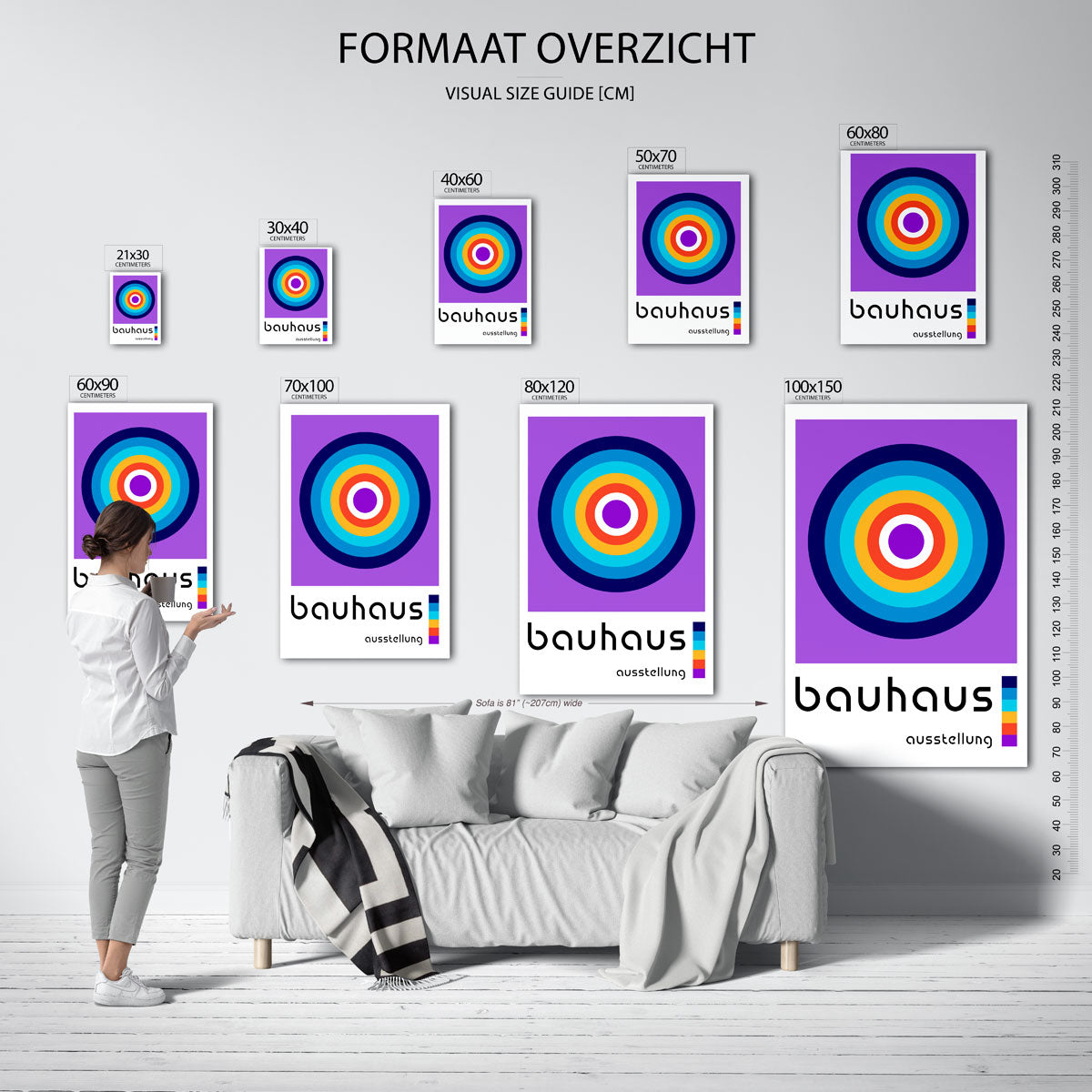 Cirkelvormen en kleur – geometrische poster in Bauhaus-stijl van WallArtistic