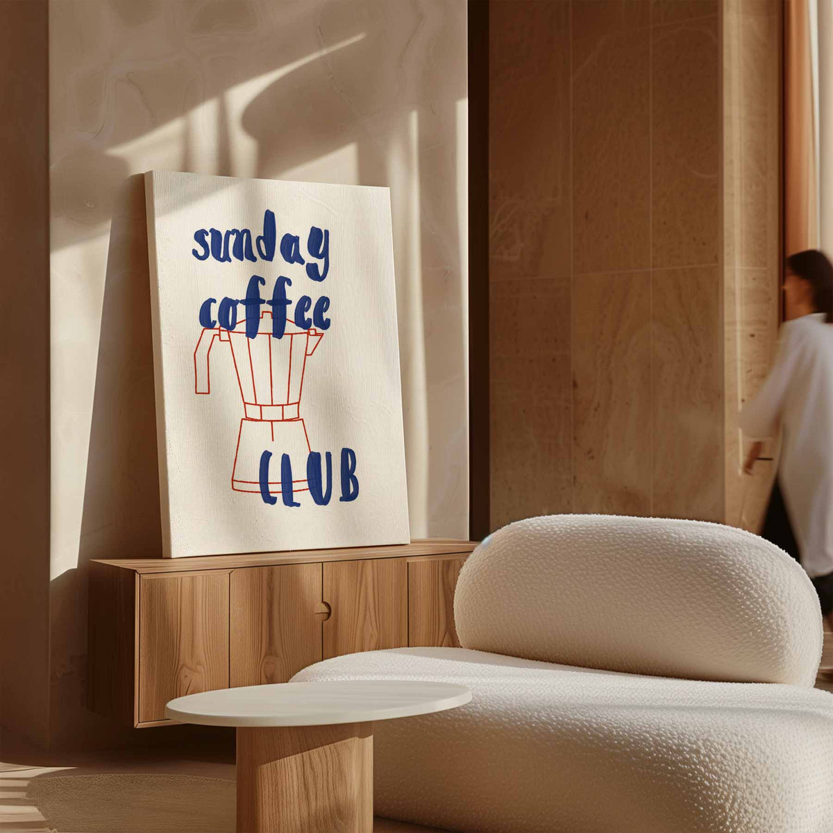 Sunday Coffee Club Poster – canvas wanddecoratie in portret formaat