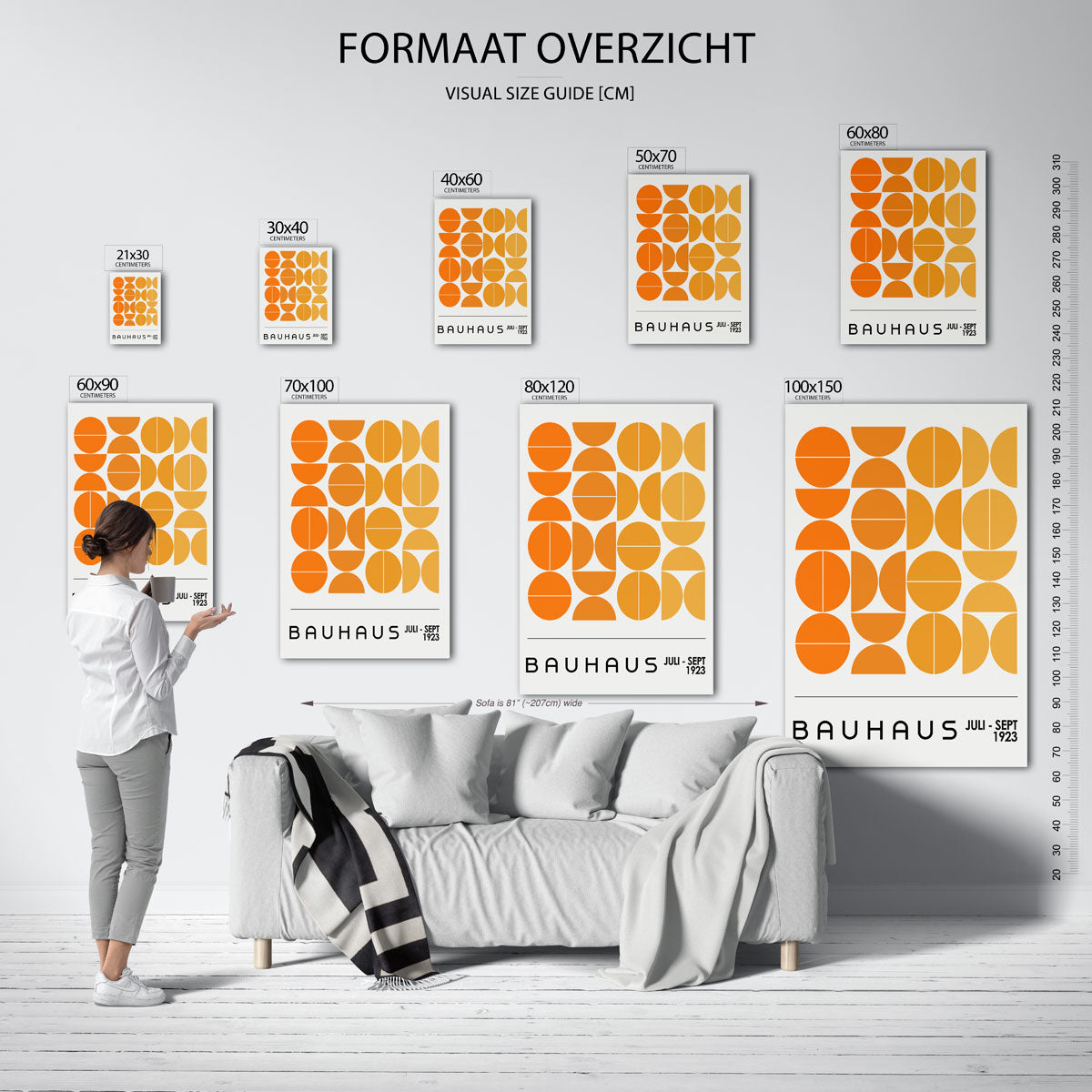 Vormritme en kleur – geometrische poster in Bauhaus-stijl van WallArtistic