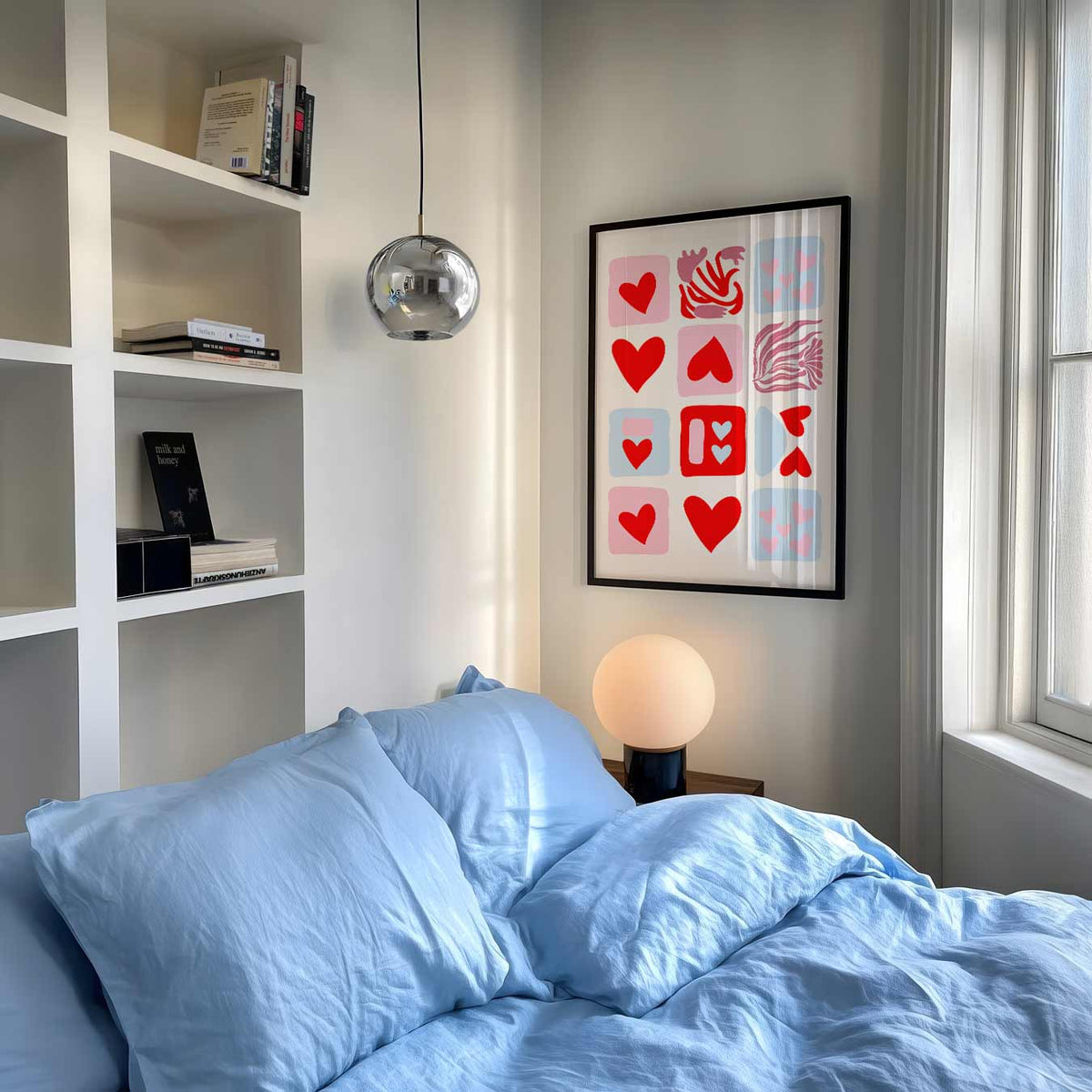 Liefdevolle Hartjes Collage – zomer poster als frisse staande wanddecoratie