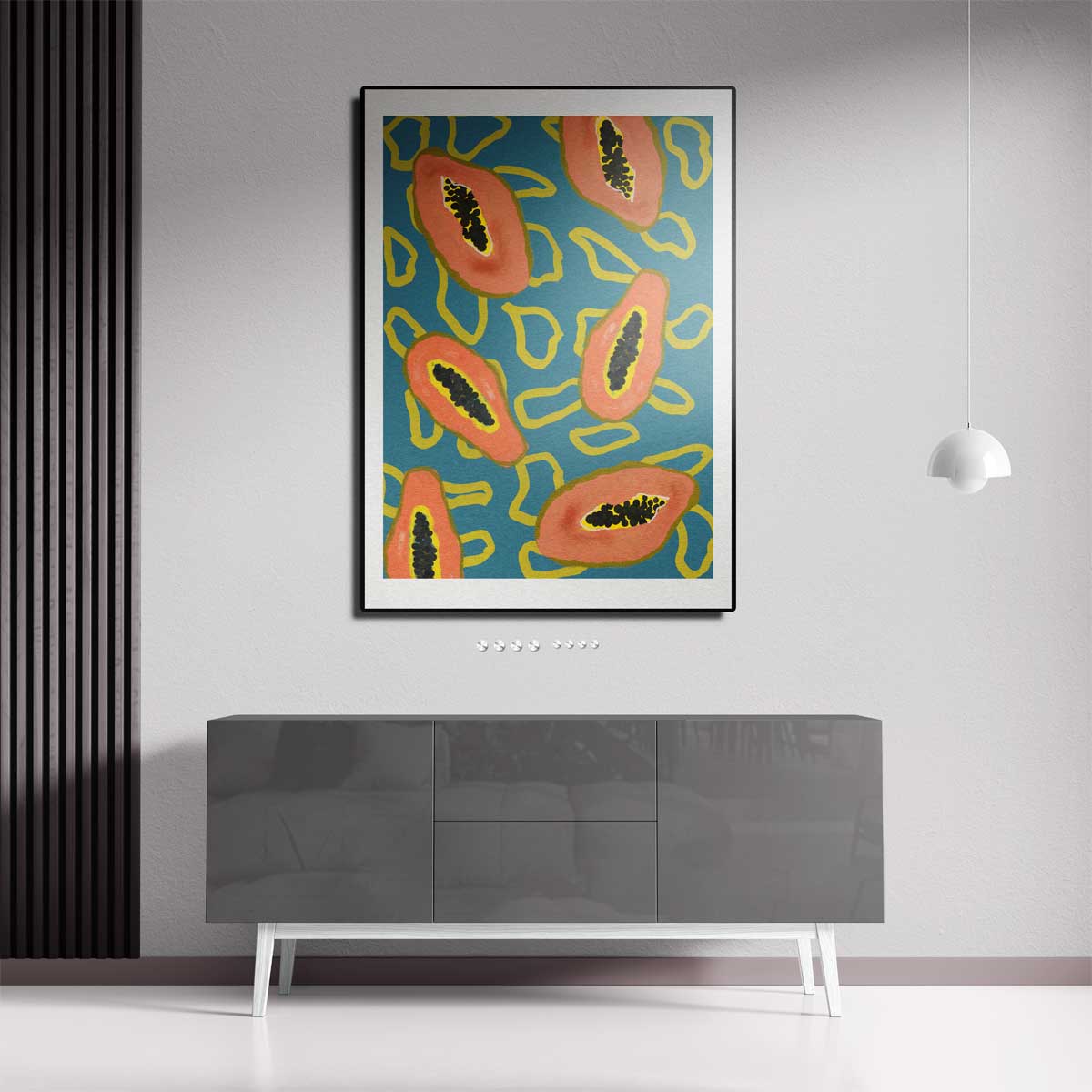 Tropische Papaya Print – canvas kunstwerk als wanddecoratie