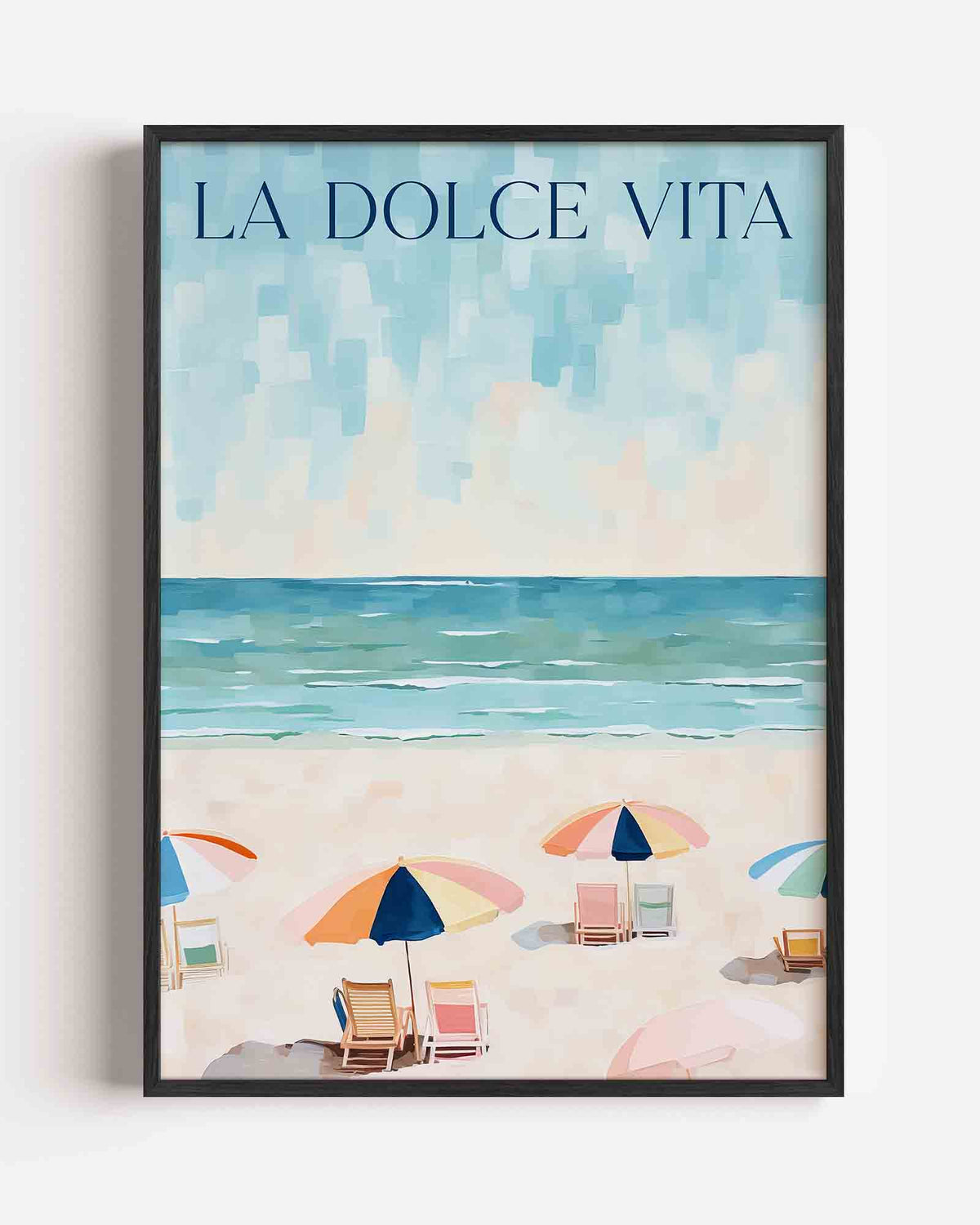 Strandstoelen en parasols – keuken portret poster als wanddecoratie