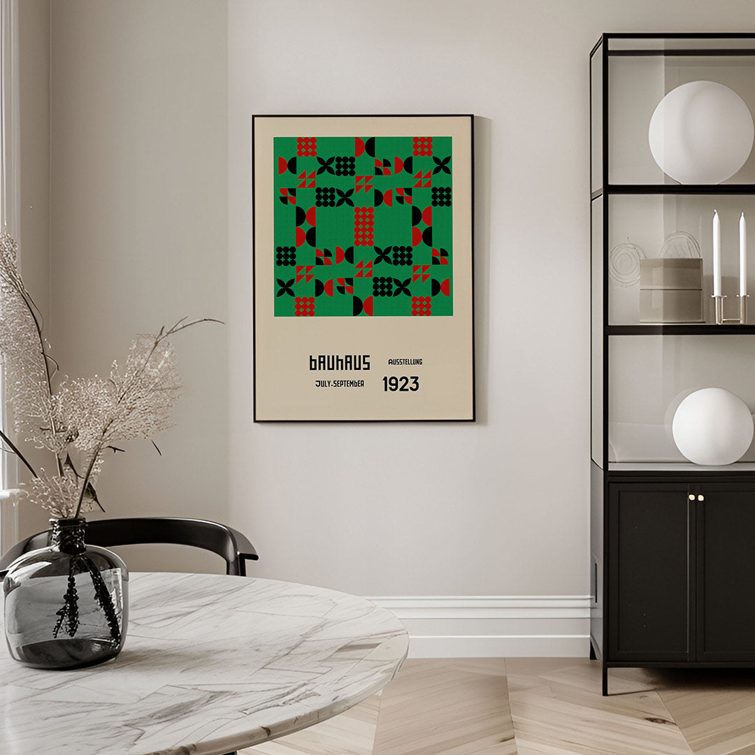 Vormritme en kleur – geometrische Bauhaus poster in staand formaat