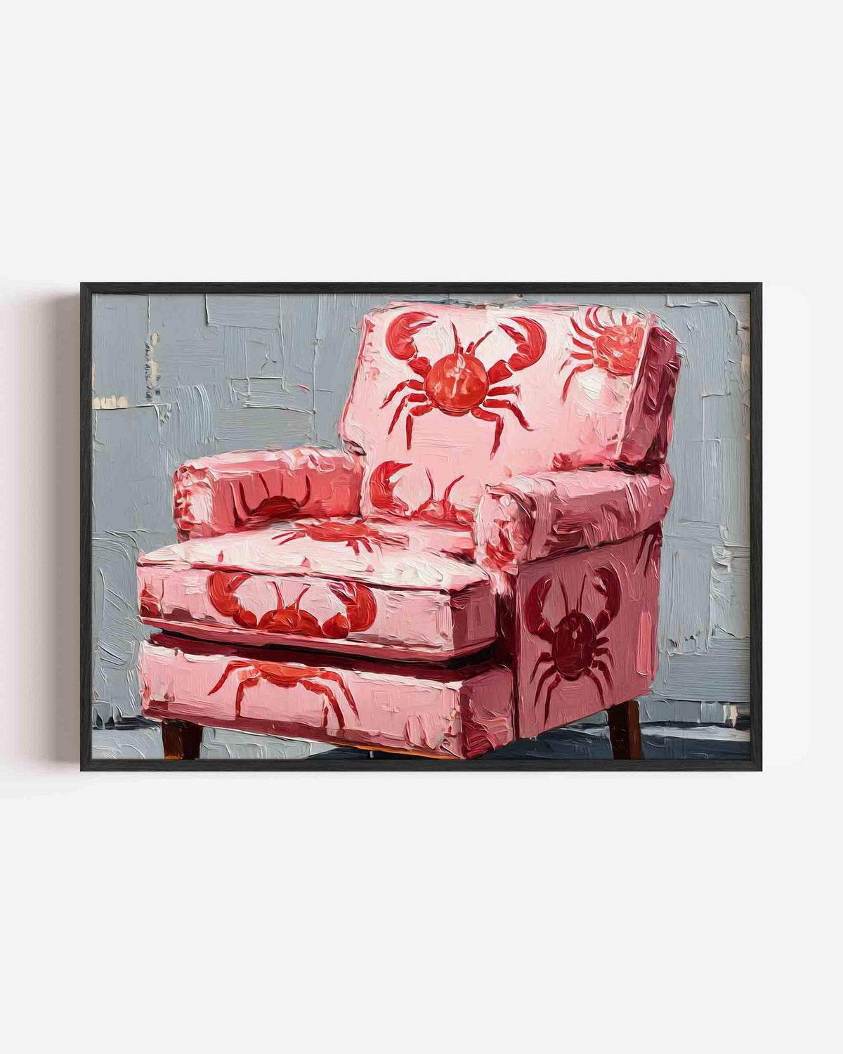 Kreeftmotief op roze stoel – moderne landscape poster als wanddecoratie