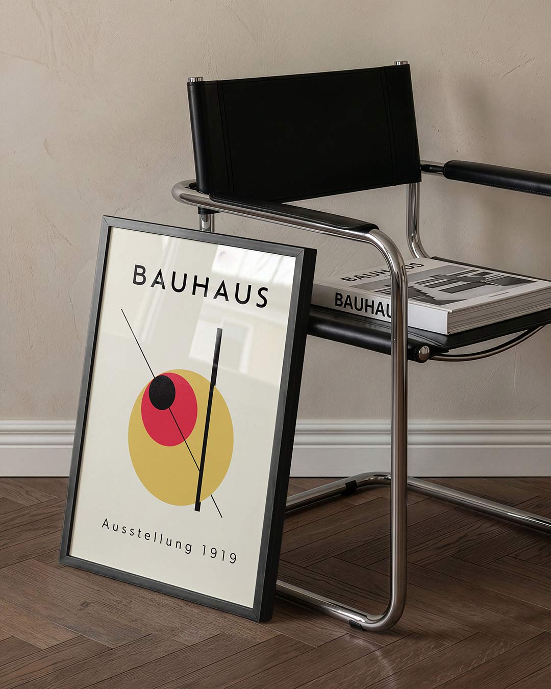 Vorm en lijnenspel – staande Bauhaus poster voor aan de muur