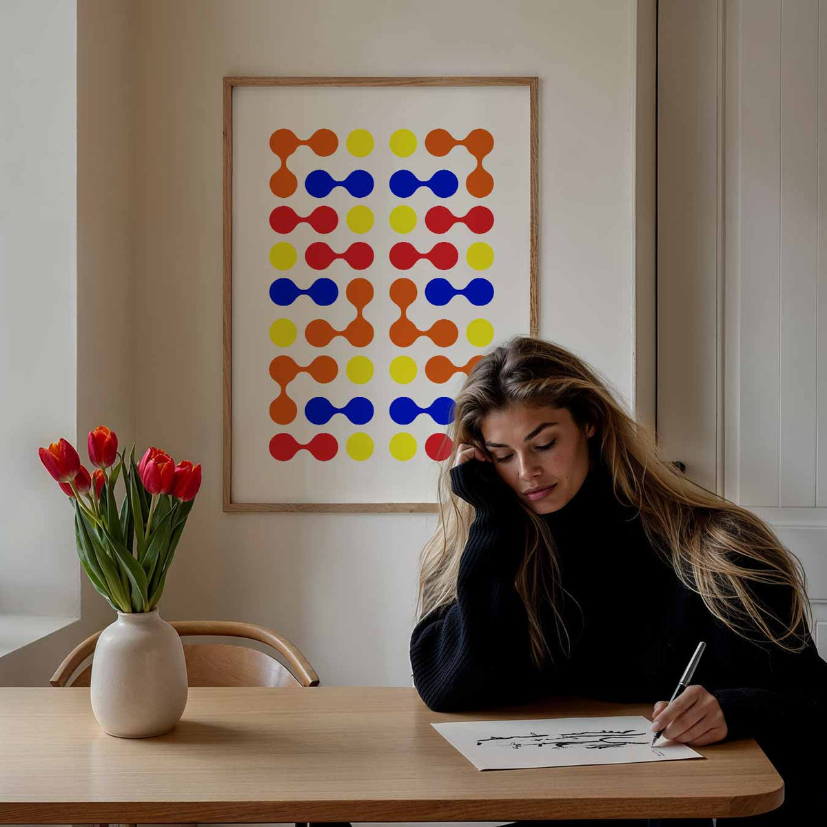 Kleurrijke Abstracte Vormposter – staande dieren wanddecoratie van WallArtistic