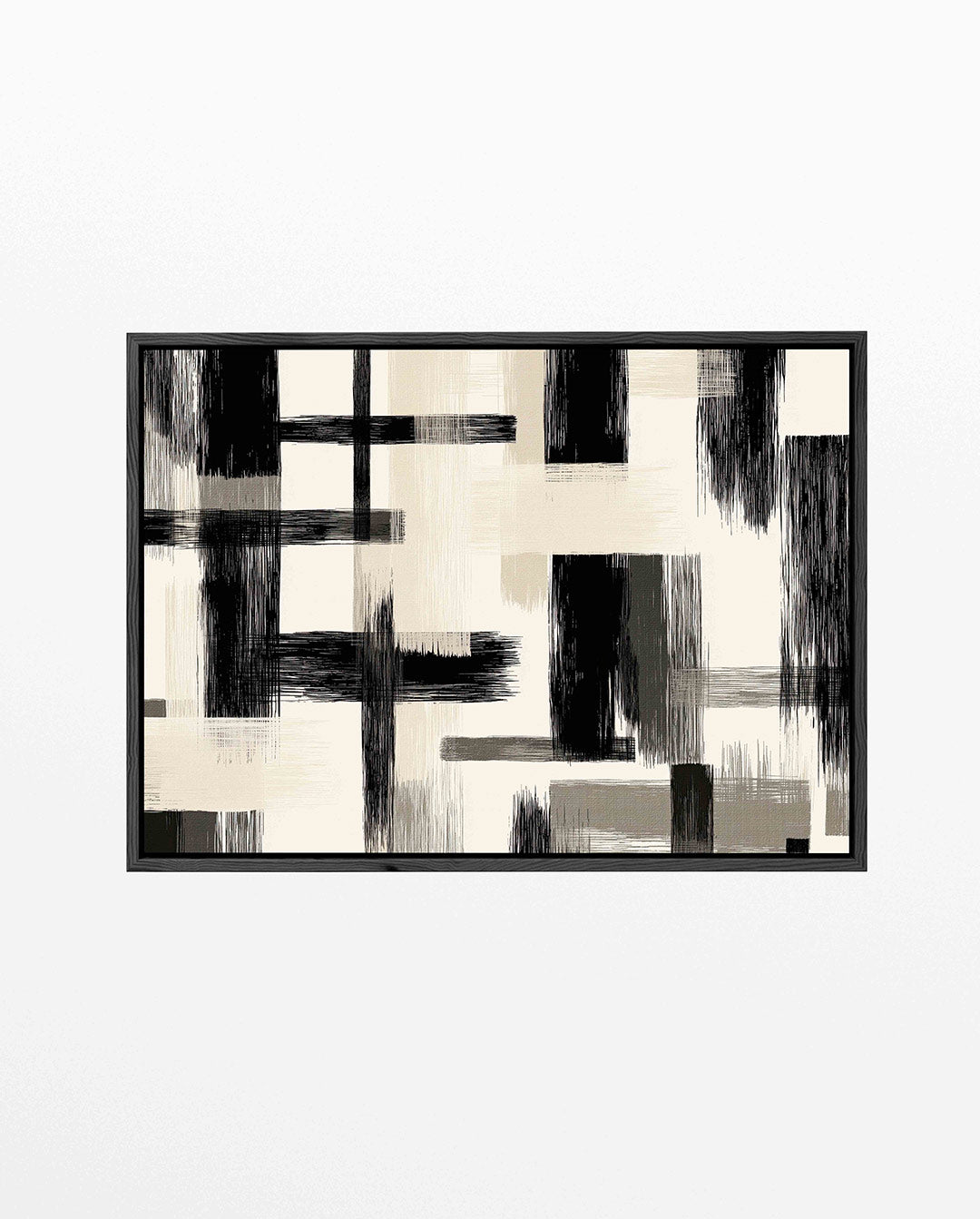Geometrische borstelvegen – liggend abstract kunstwerk