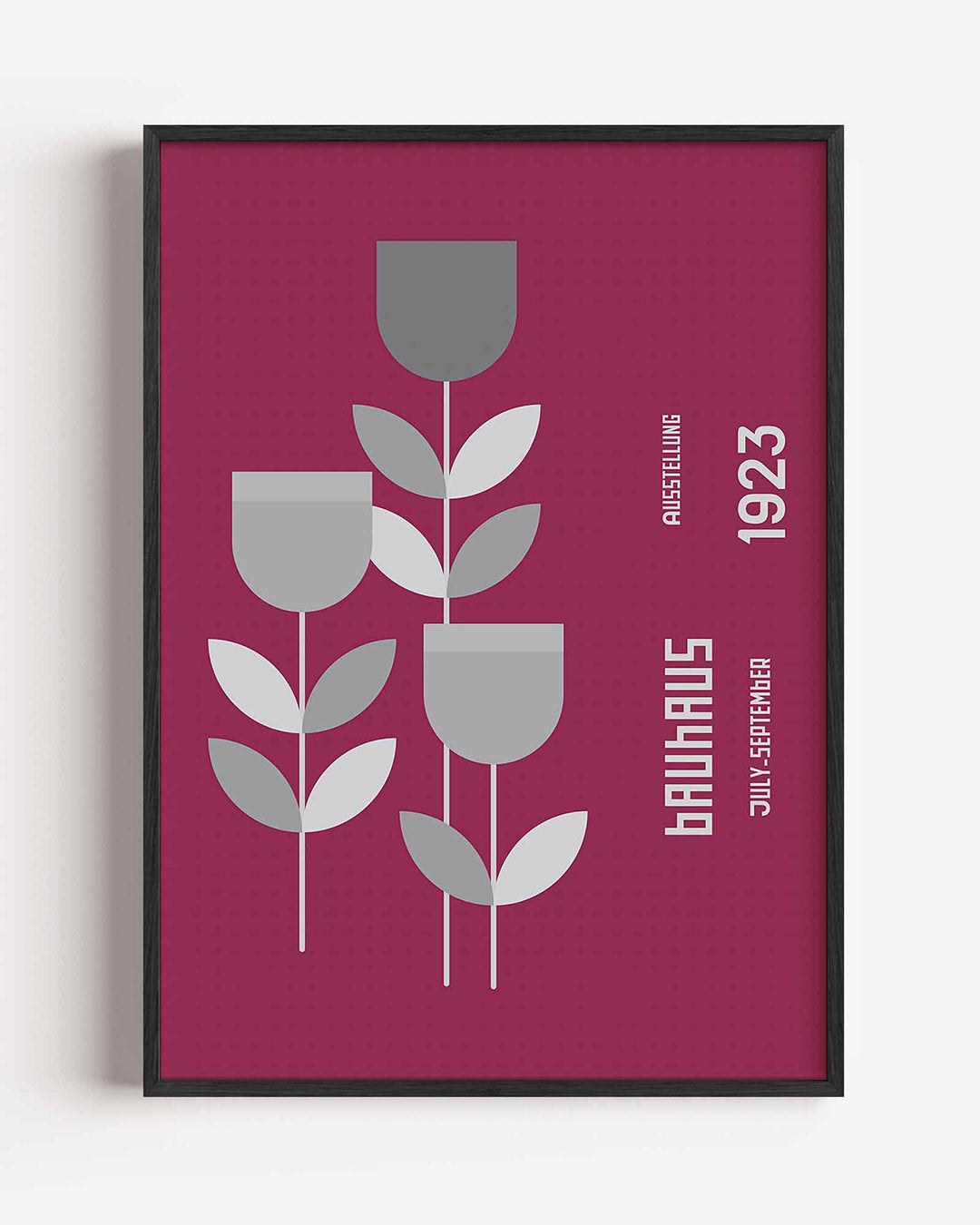 Grafische bloemvormen – staande Bauhaus poster als wanddecoratie